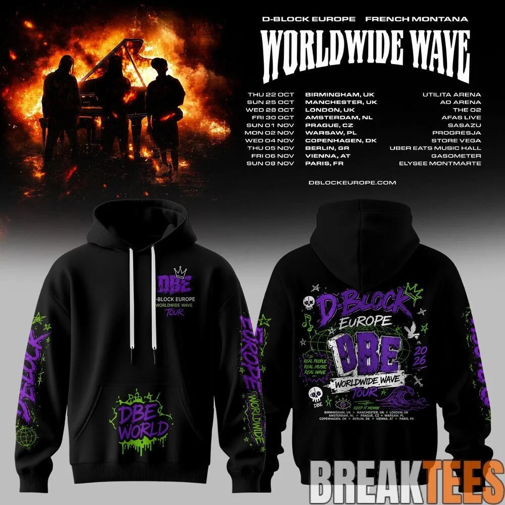 D-Block Europe Worldwide Wave Tour 2026 Concert Schedule Black Hoodie