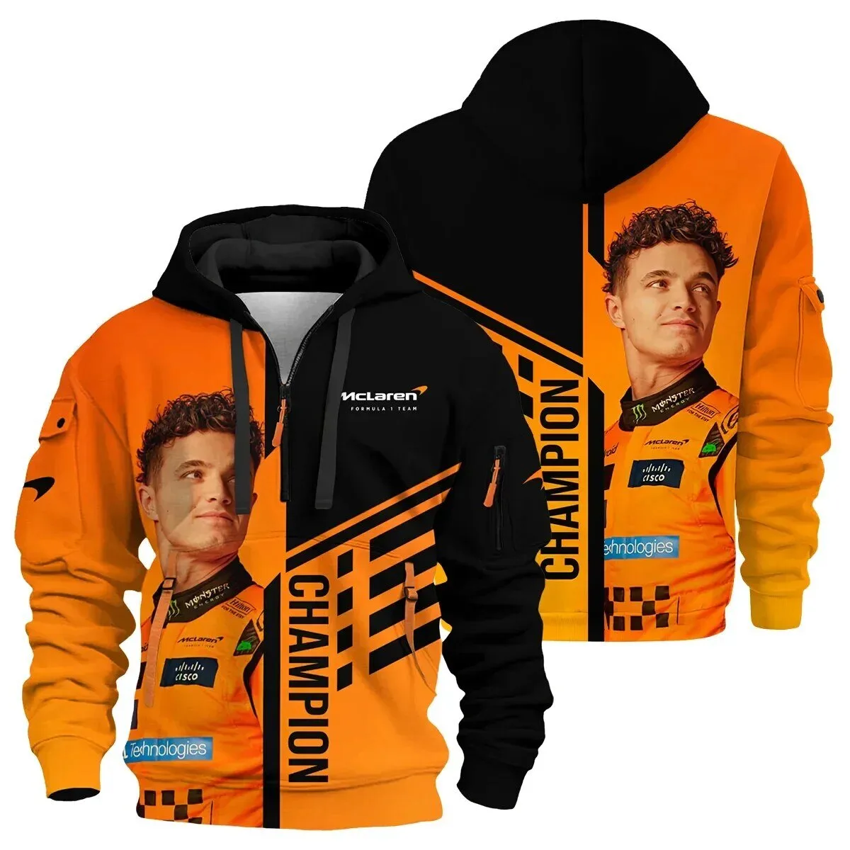 Lando Norris McLaren Formula One Team Champion Half Zip Hoodie 4 Lando Norris McLaren Formula One Team Champion Half Zip Hoodie