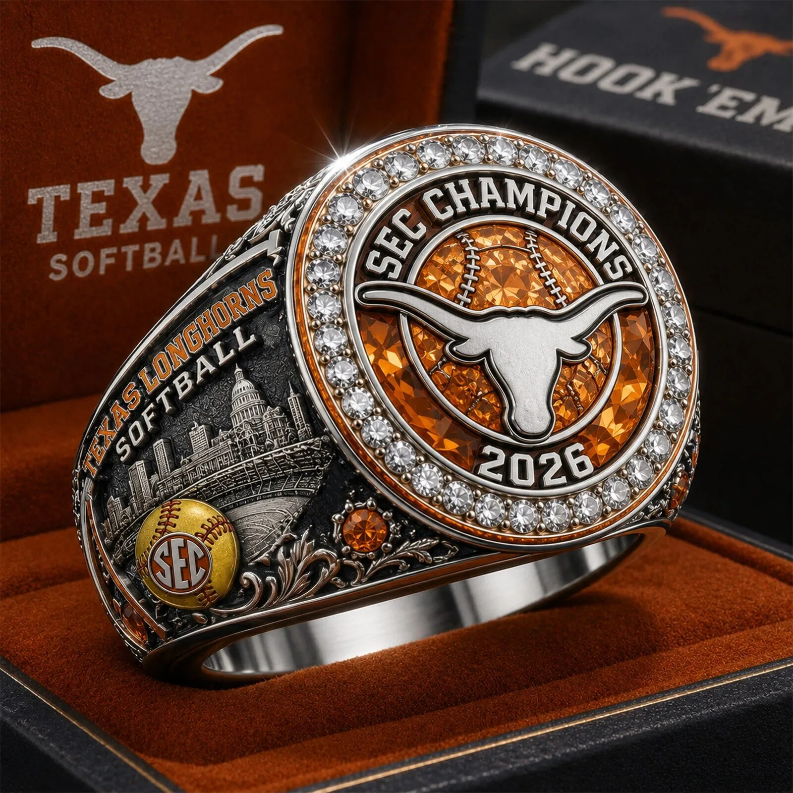 2026 SEC Champions Commemorative Ring for Texas Longhorns Softball
