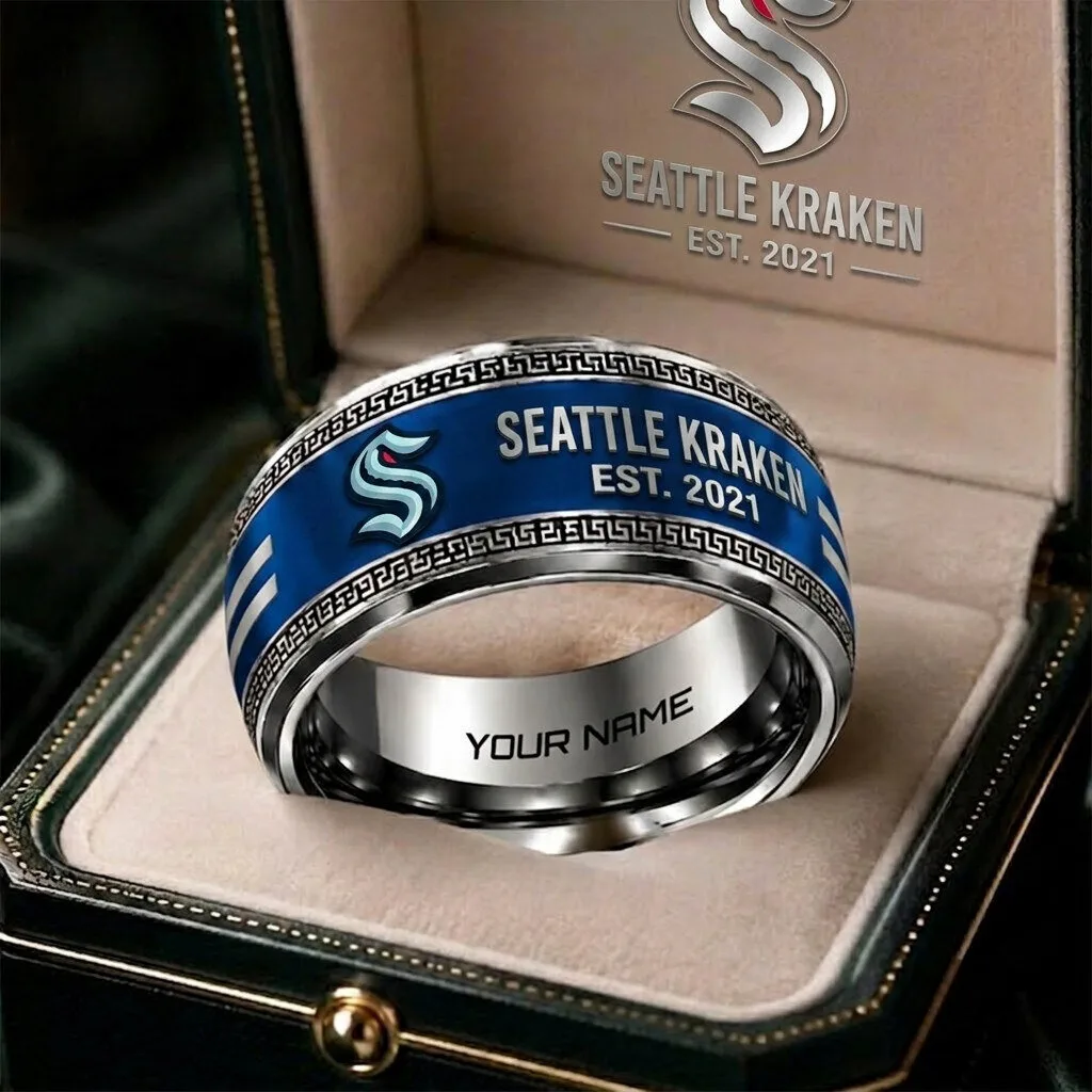 Seattle Kraken National Hockey League Personalized Silver Ring