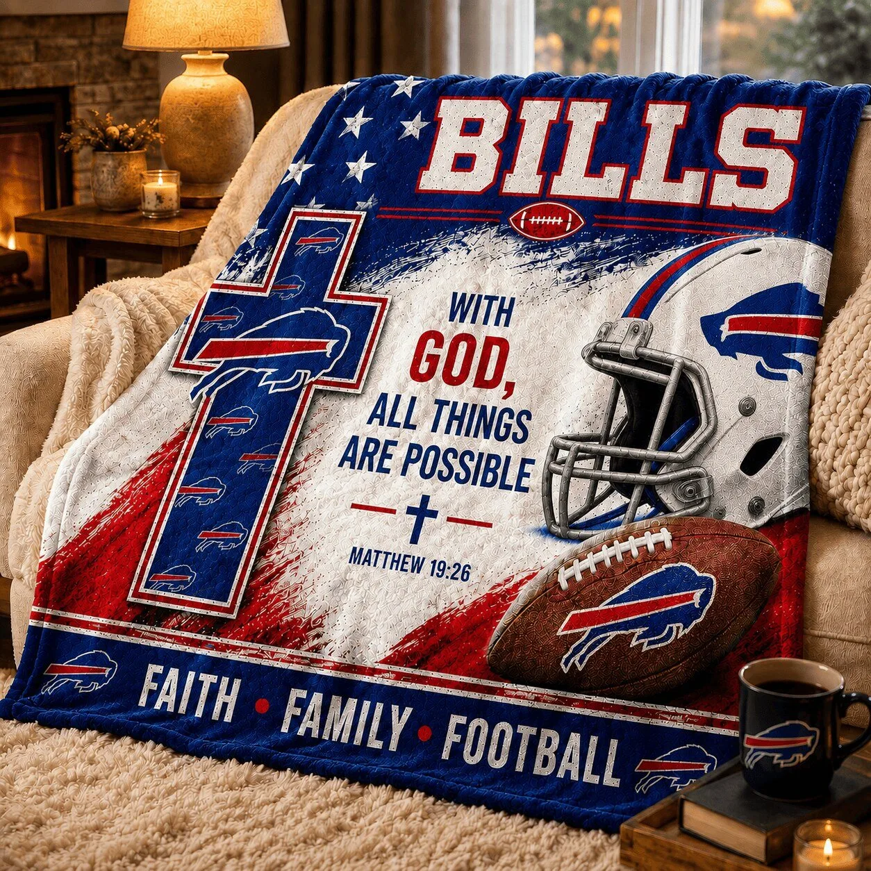 Buffalo Bills Football Team With God All Things Are Possible Blanket