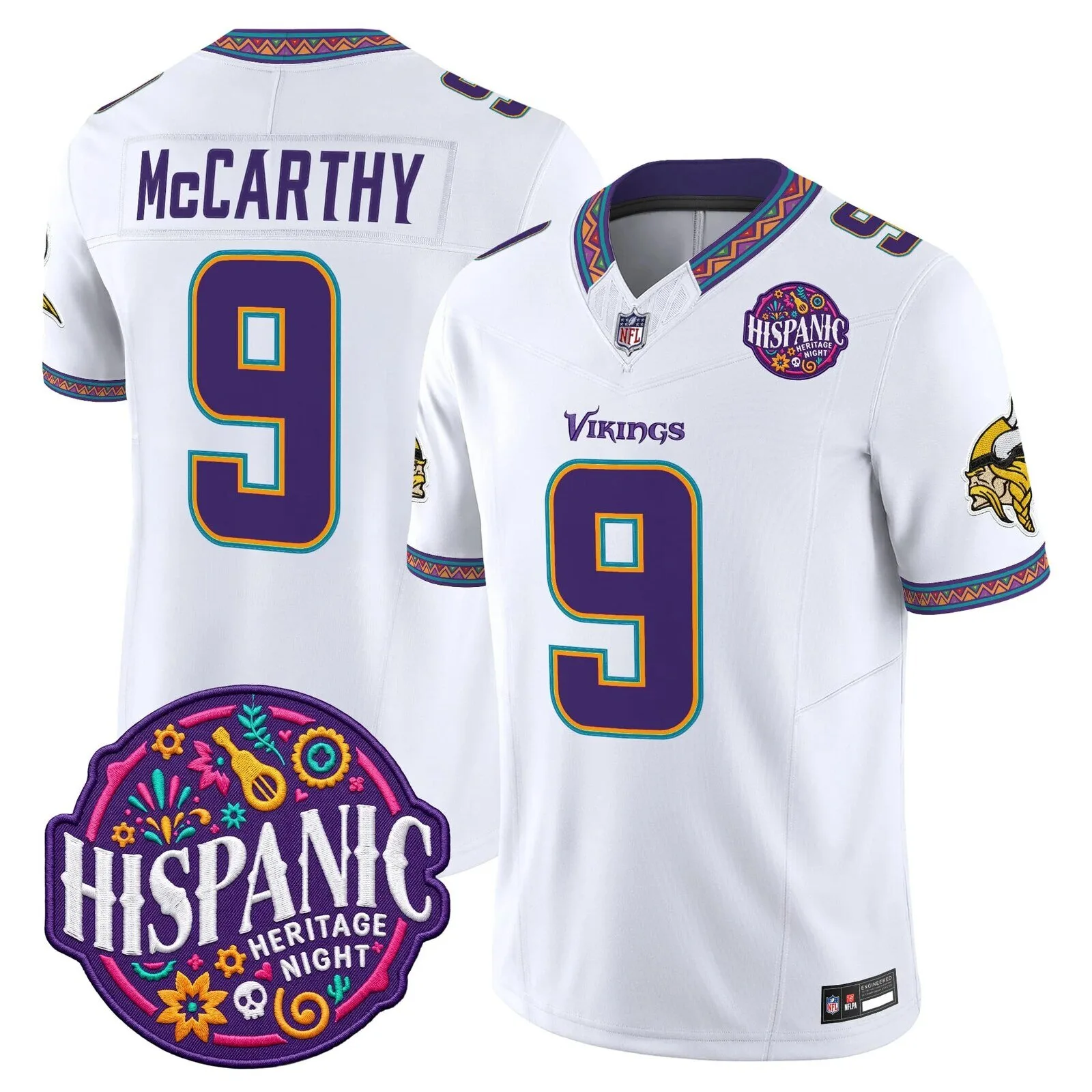 Justin Jefferson Football Jersey for Minnesota Vikings Hispanic Heritage Night 10 Justin Jefferson Football Jersey for Minnesota Vikings Hispanic Heritage Night