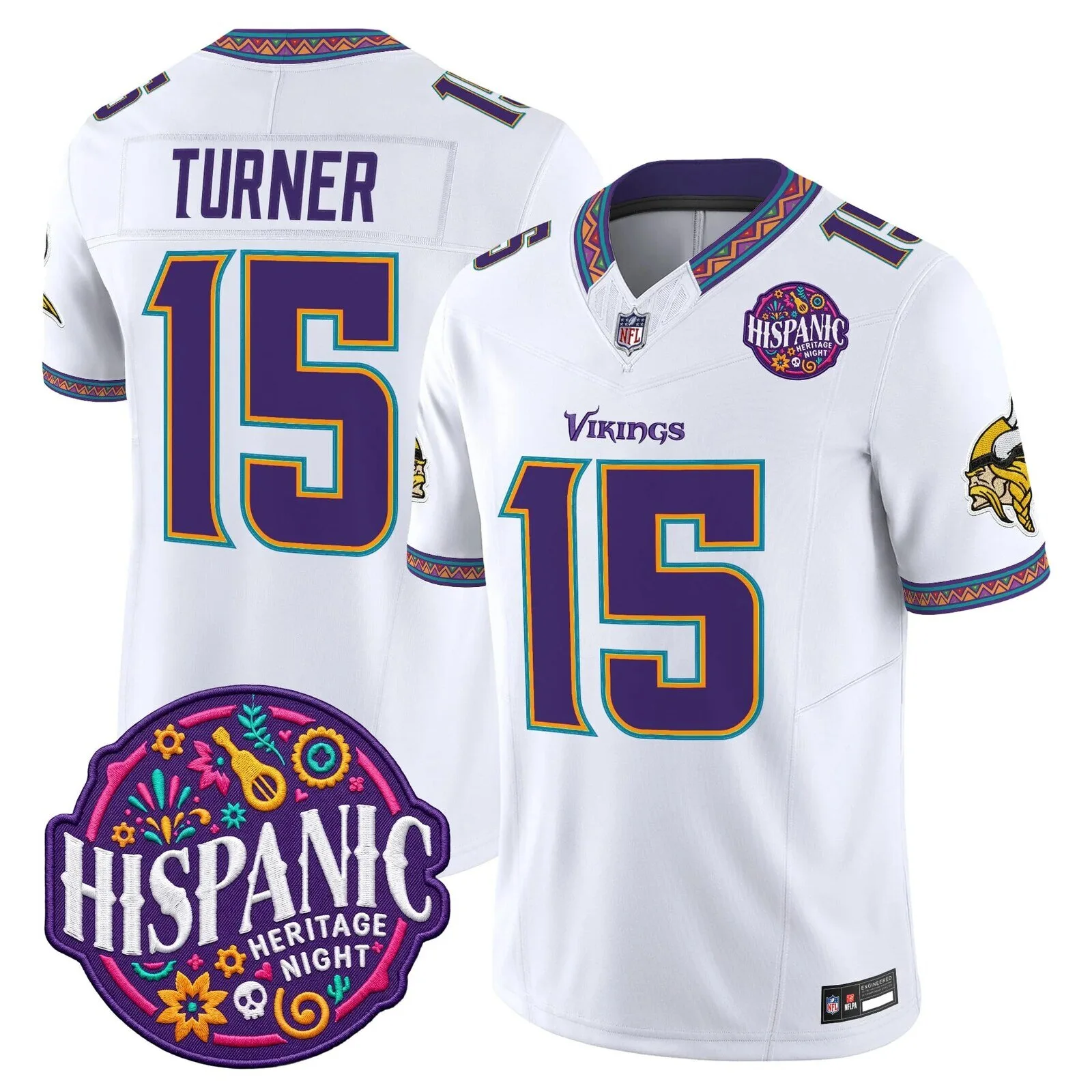 Justin Jefferson Football Jersey for Minnesota Vikings Hispanic Heritage Night 13 Justin Jefferson Football Jersey for Minnesota Vikings Hispanic Heritage Night