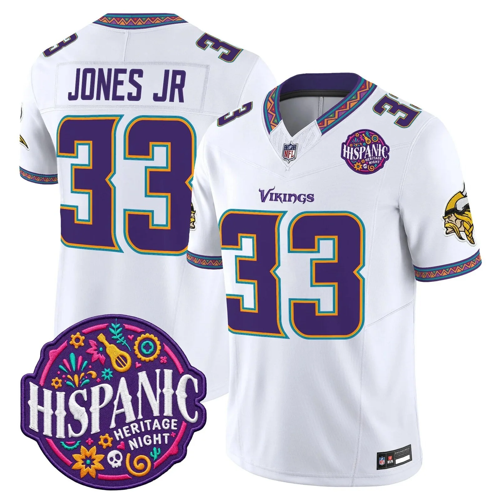 Justin Jefferson Football Jersey for Minnesota Vikings Hispanic Heritage Night 14 Justin Jefferson Football Jersey for Minnesota Vikings Hispanic Heritage Night
