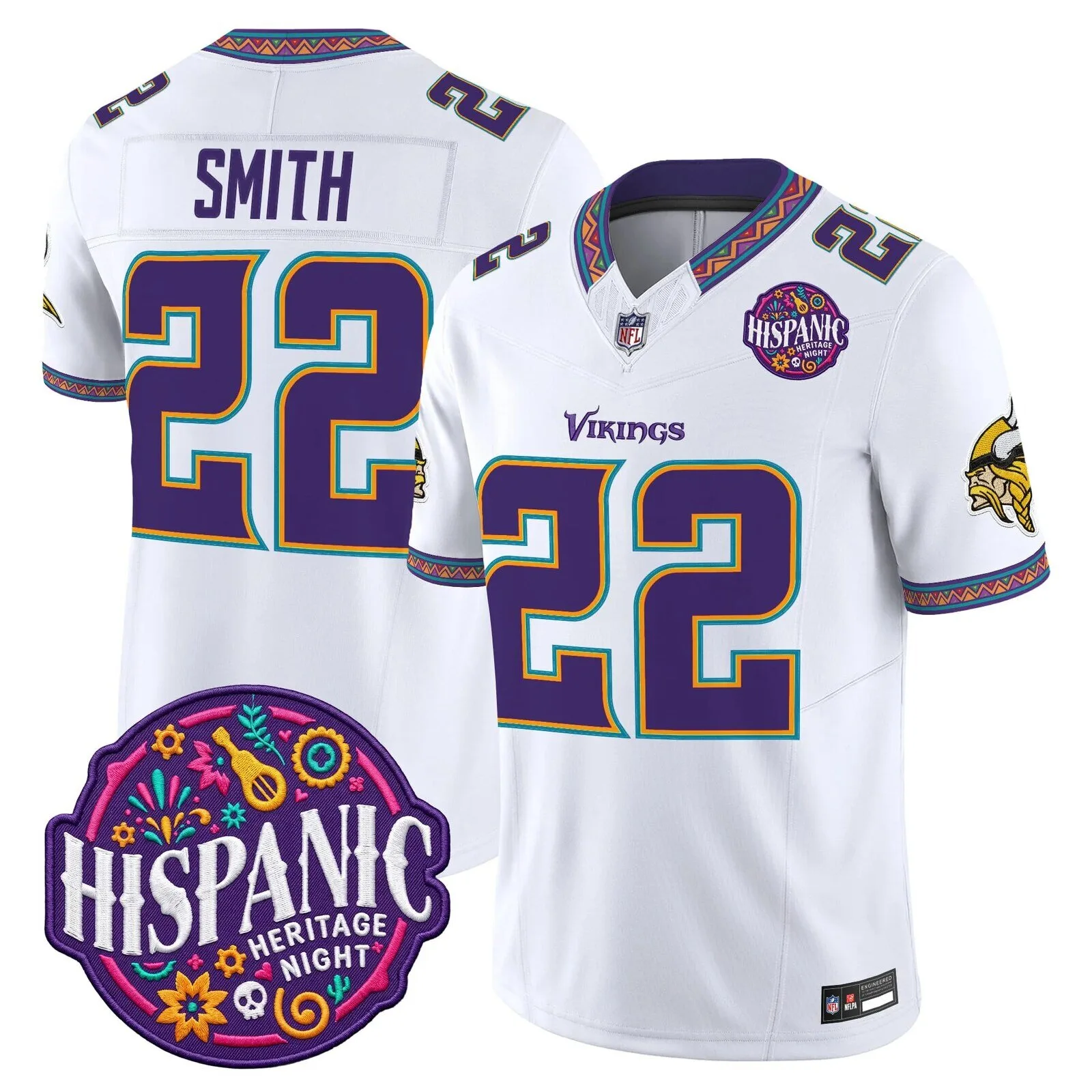 Justin Jefferson Football Jersey for Minnesota Vikings Hispanic Heritage Night 16 Justin Jefferson Football Jersey for Minnesota Vikings Hispanic Heritage Night
