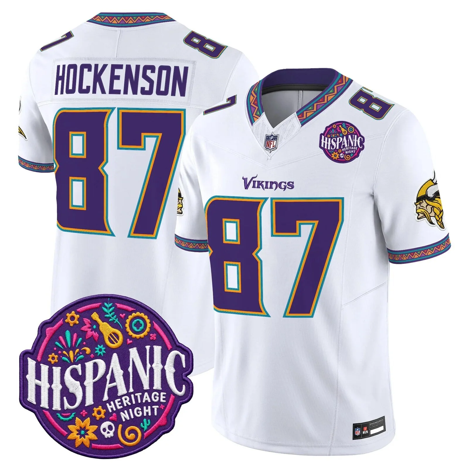 Justin Jefferson Football Jersey for Minnesota Vikings Hispanic Heritage Night 17 Justin Jefferson Football Jersey for Minnesota Vikings Hispanic Heritage Night