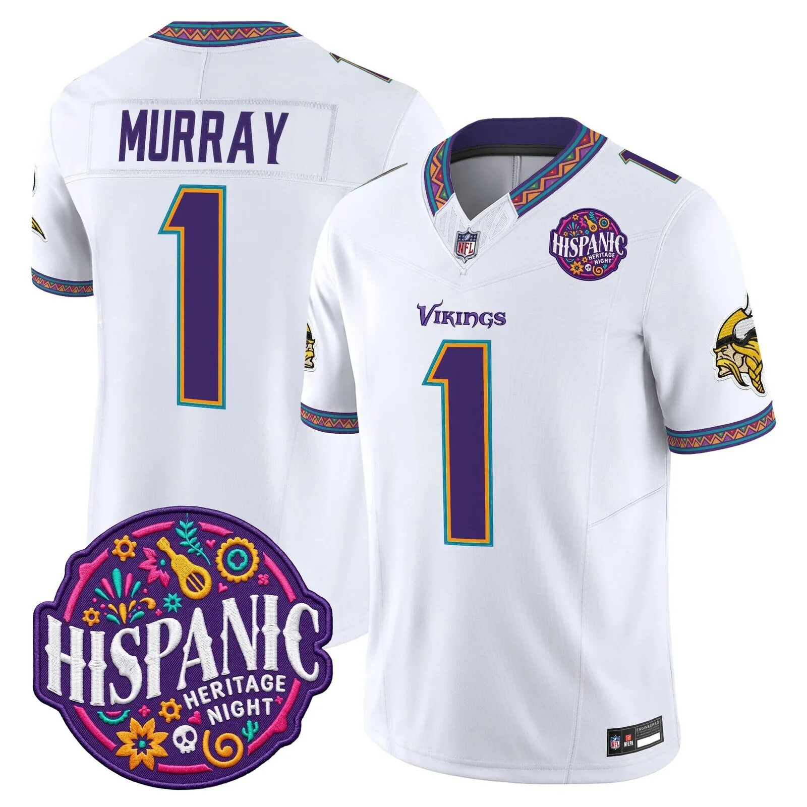 Justin Jefferson Football Jersey for Minnesota Vikings Hispanic Heritage Night 19 Justin Jefferson Football Jersey for Minnesota Vikings Hispanic Heritage Night