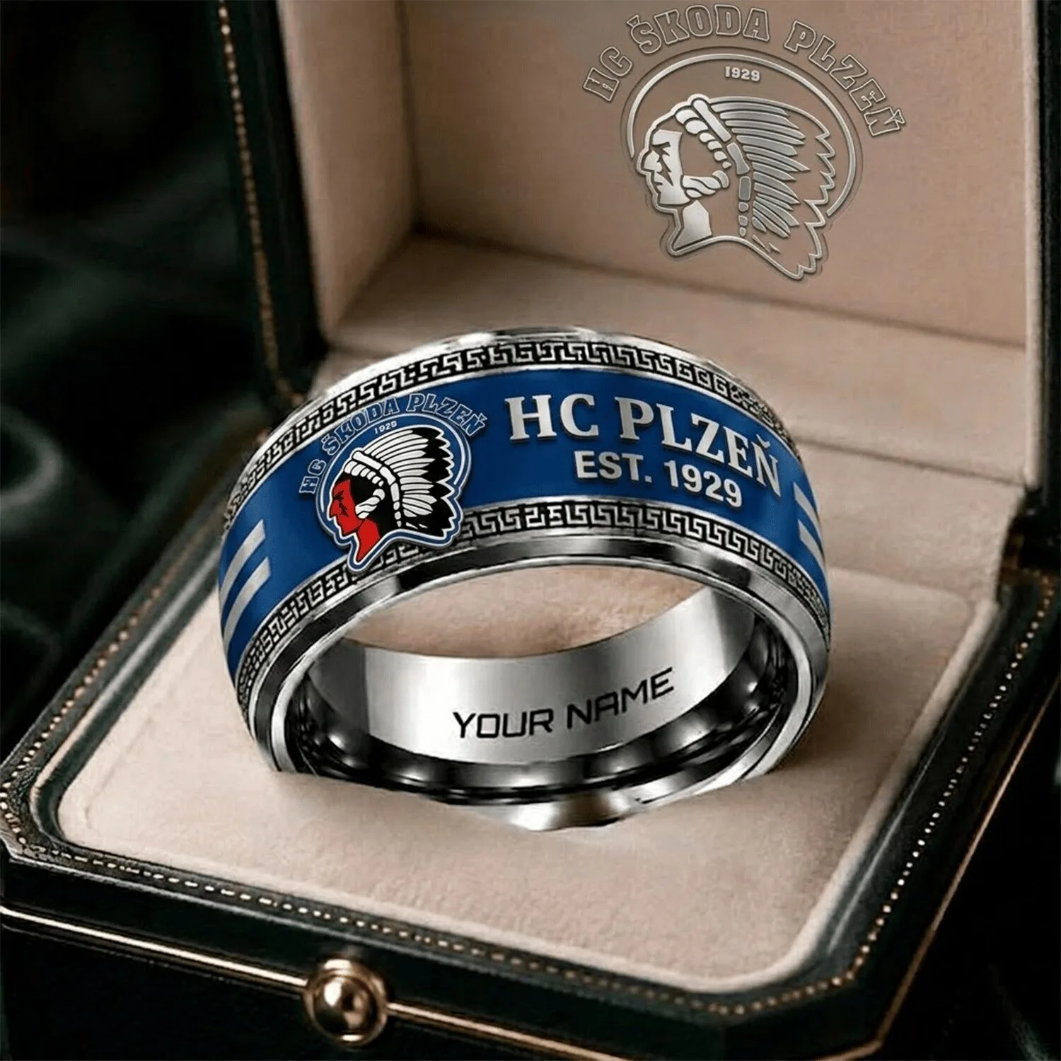 HC Plzeň Czech Extraliga Ice Hockey Team Personalized Stainless Steel Ring