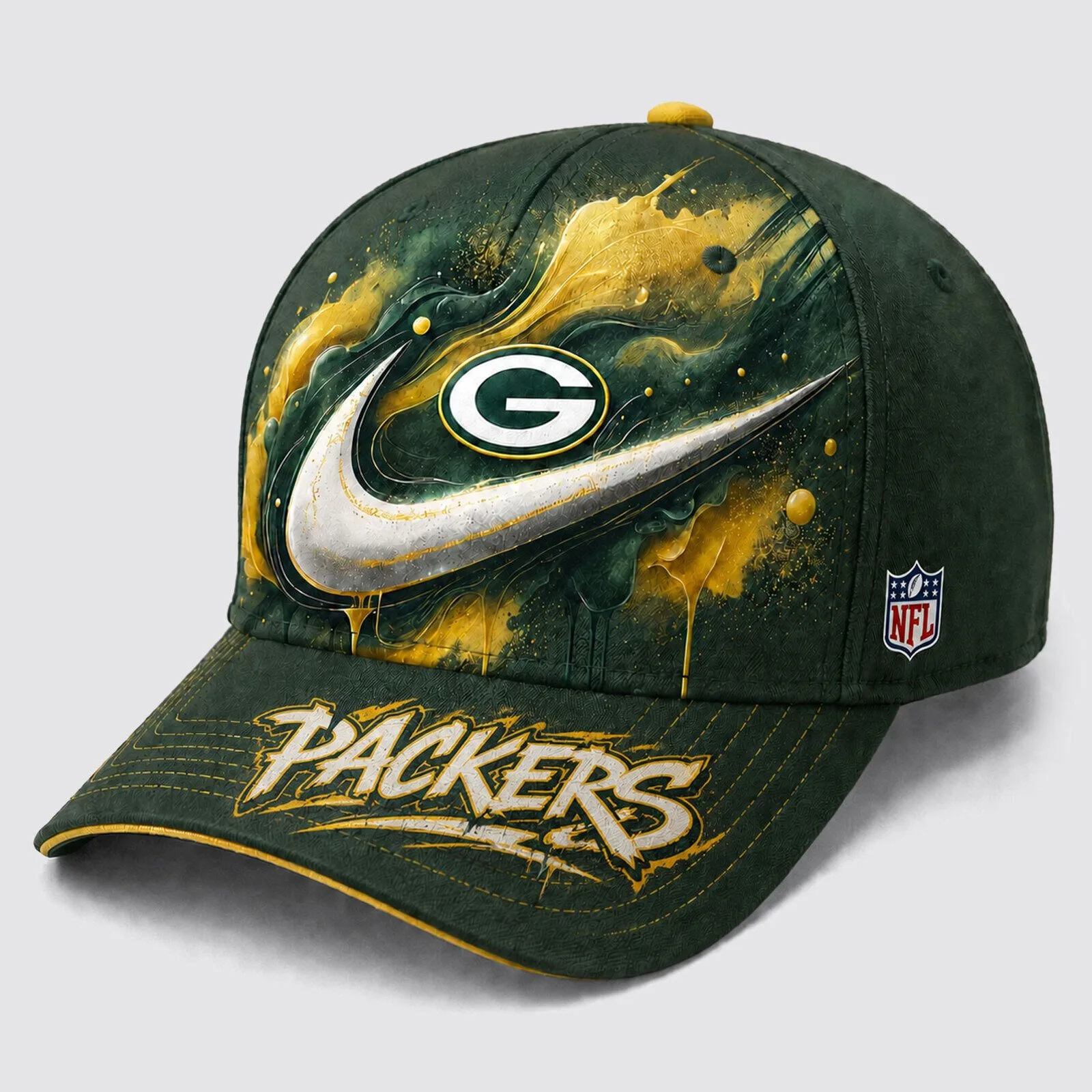 Green Bay Packers Paint Burst NFL Football Fan Cap Hat