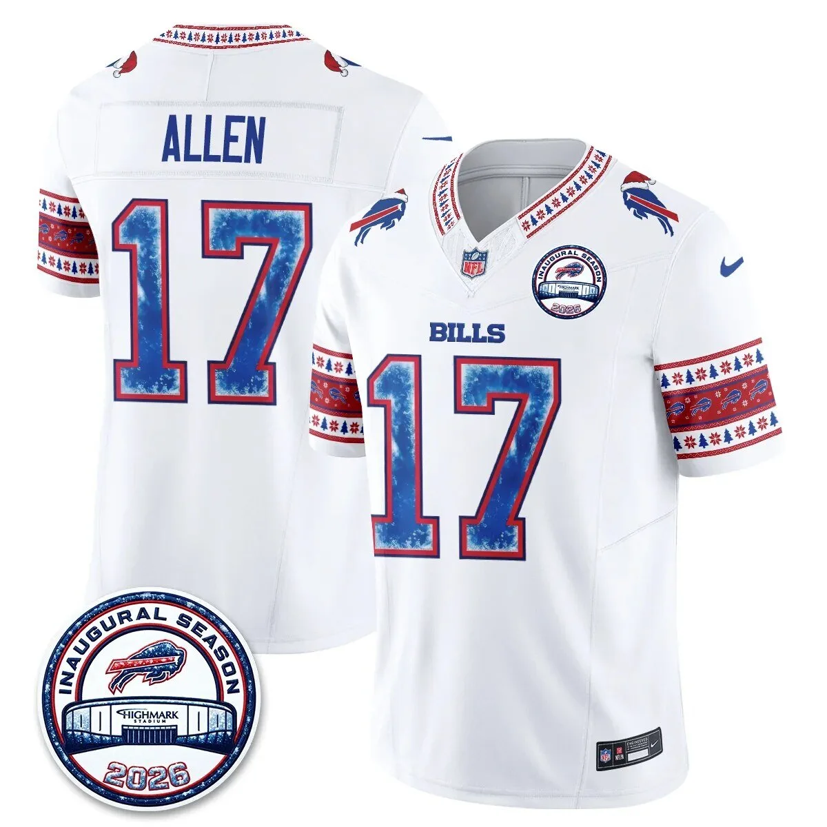 Buffalo Bills Josh Allen Christmas Edition Inaugural Season Football Jersey