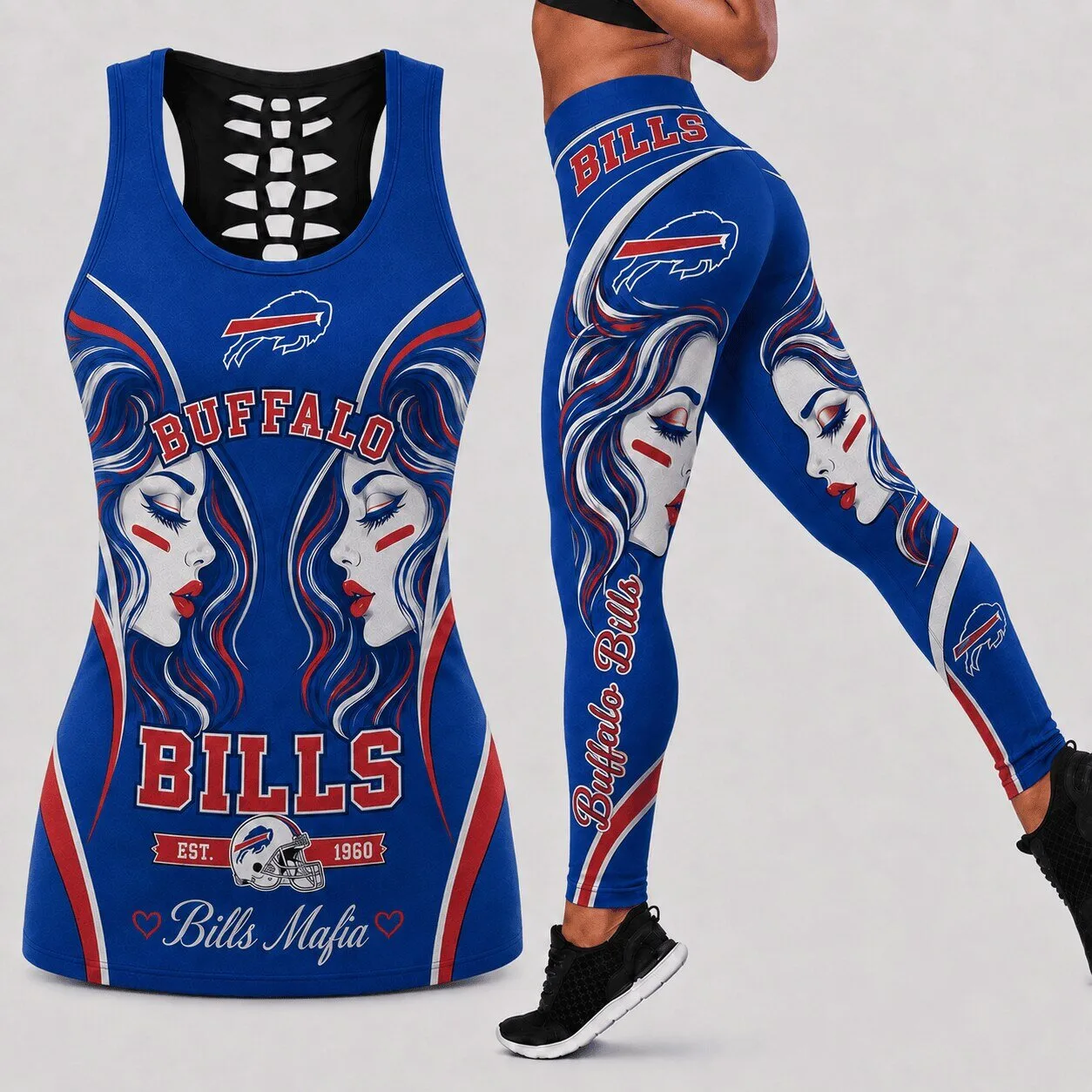 Buffalo Bills Mafia Football Team Women's Tank Top and Leggings Set
