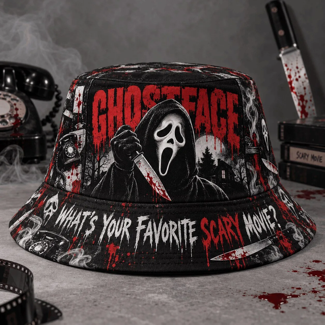 What's Your Favorite Scary Movie Ghostface Horror Bucket Hat