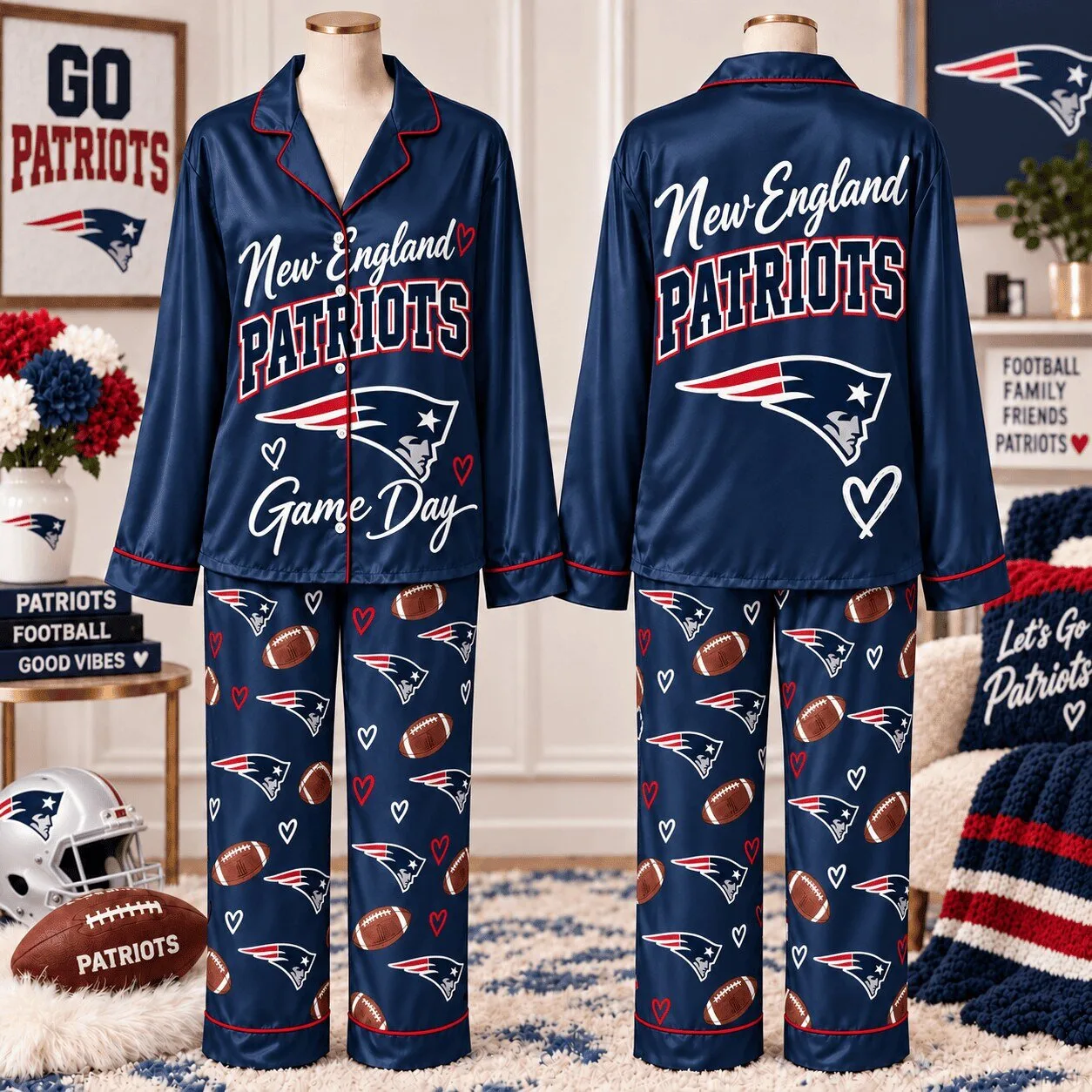 New England Patriots Game Day Pajamas Set for Women