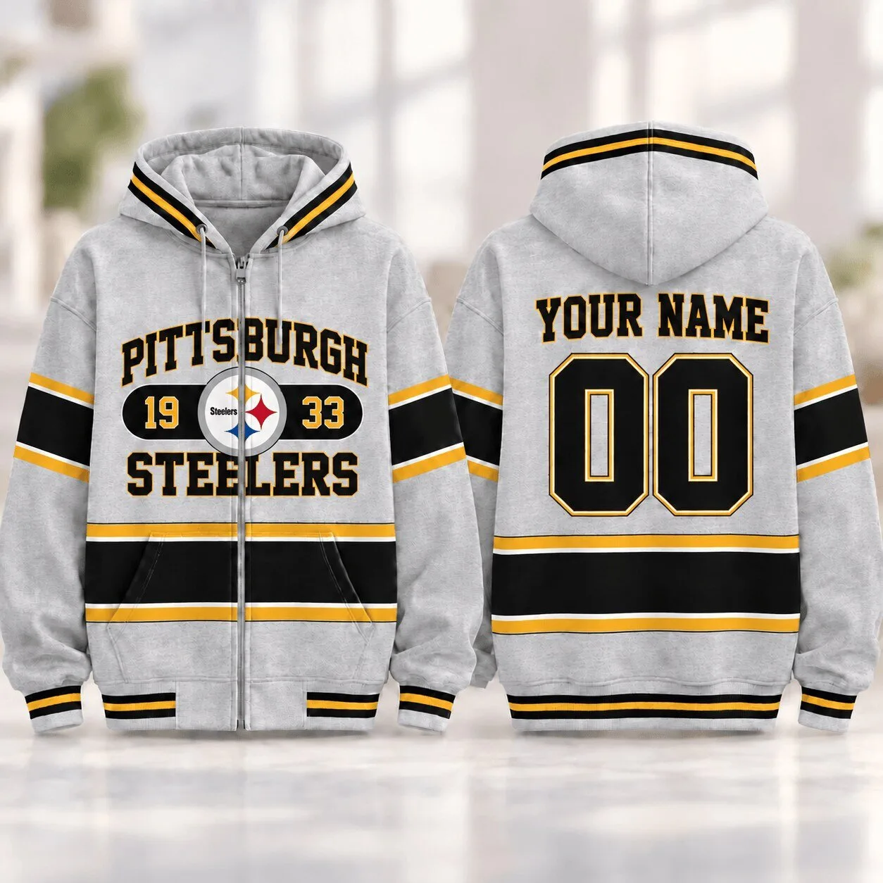 Pittsburgh Steelers National Football League Varsity Stripe Zip Hoodie 1 Pittsburgh Steelers National Football League Varsity Stripe Zip Hoodie