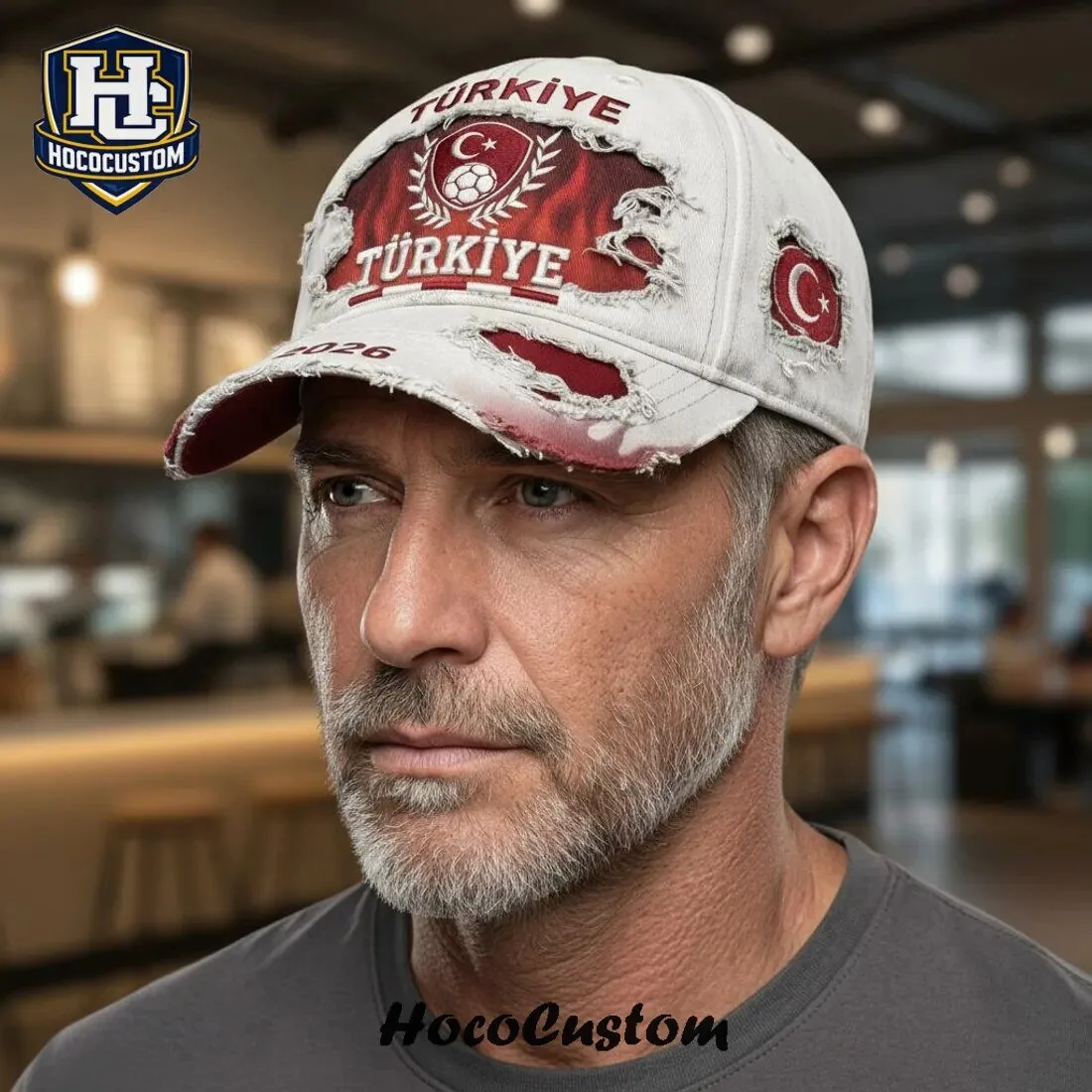 Türkiye Football Baseball Fan Gear Distressed Cap Hat for Men and Women