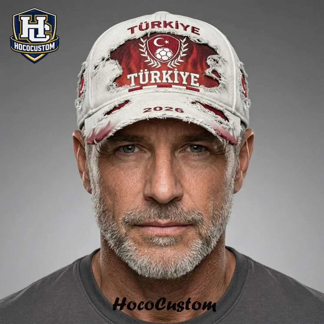 Türkiye Football Baseball Fan Gear Distressed Cap Hat for Men and Women