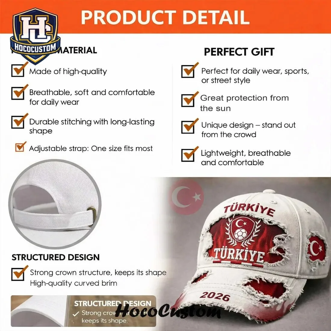 Türkiye Football Baseball Fan Gear Distressed Cap Hat for Men and Women 7 Türkiye Football Baseball Fan Gear Distressed Cap Hat for Men and Women