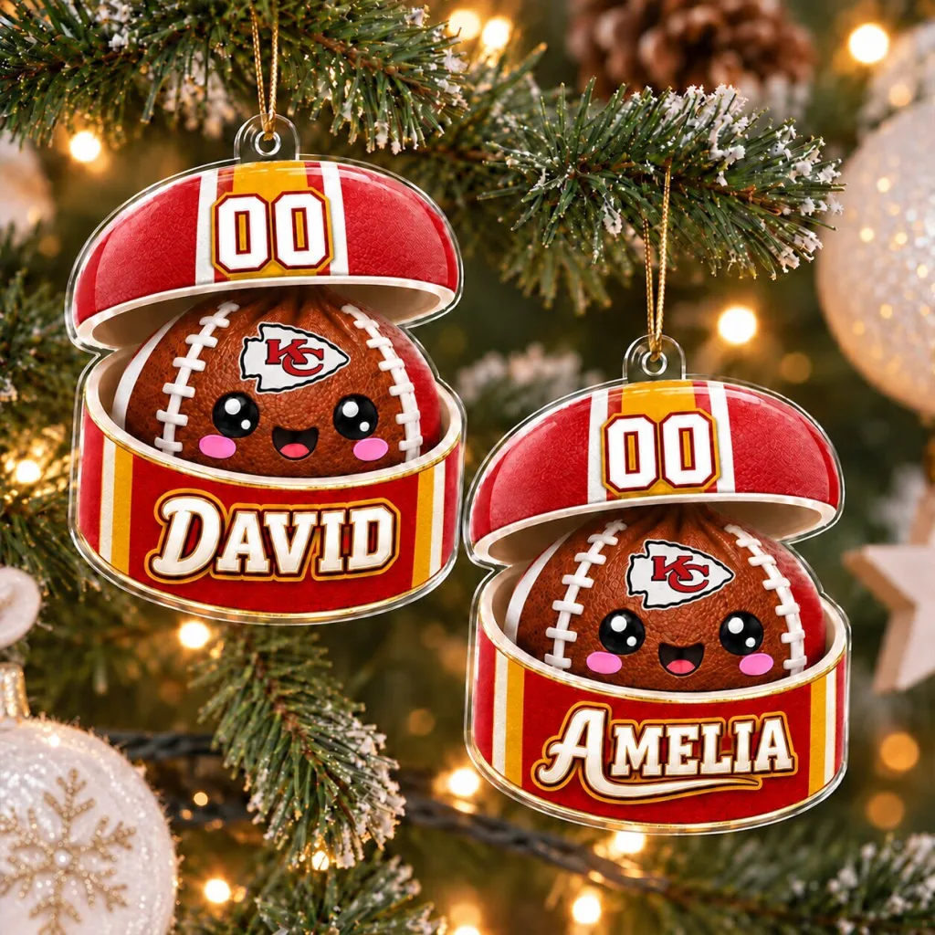 Kansas City Chiefs Football Christmas Custom Name Ornament Kansas City Chiefs Football Christmas Custom Name Ornament