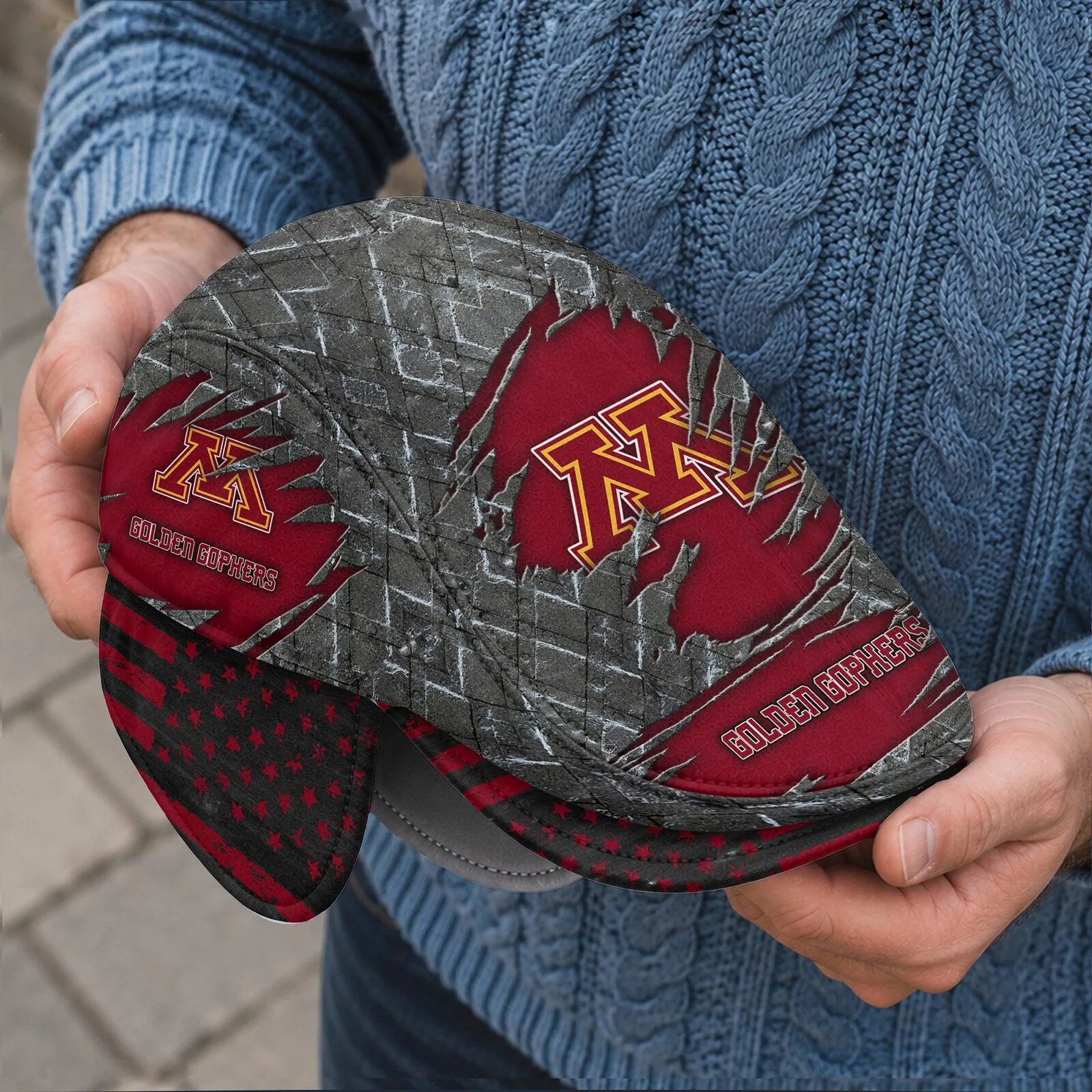 NCAA Flat Cap featuring Foldable Ear Flaps for Minnesota Golden Gophers Fans