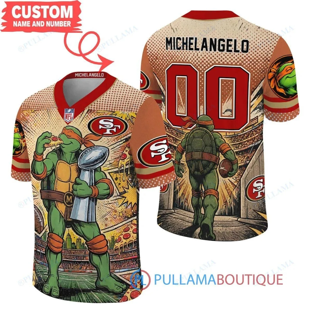 San Francisco 49ers Teenage Mutant Ninja Turtles Michelangelo Super Bowl Football Jersey
