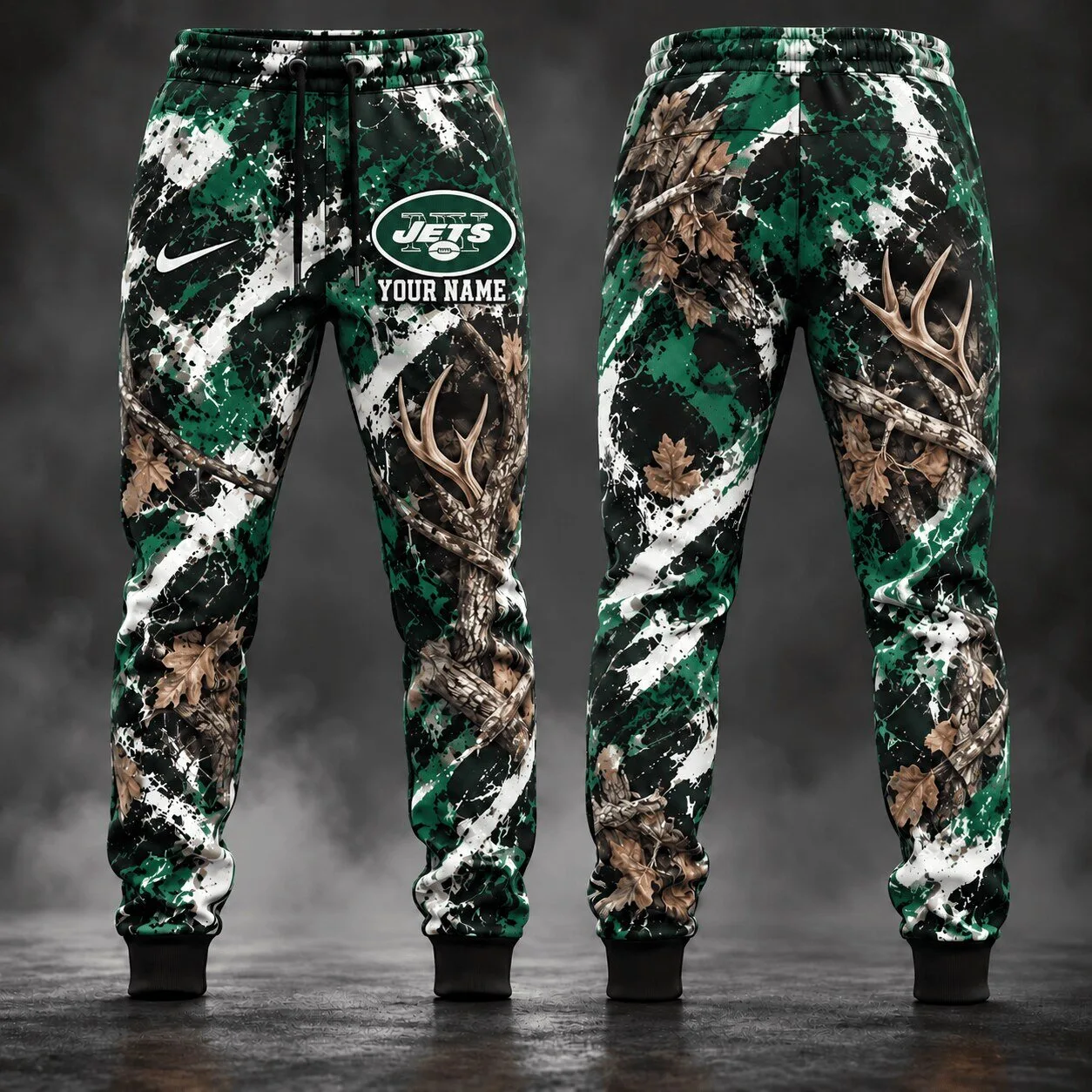 New York Jets Hunting Camouflage Personalized Name Jogger Pants