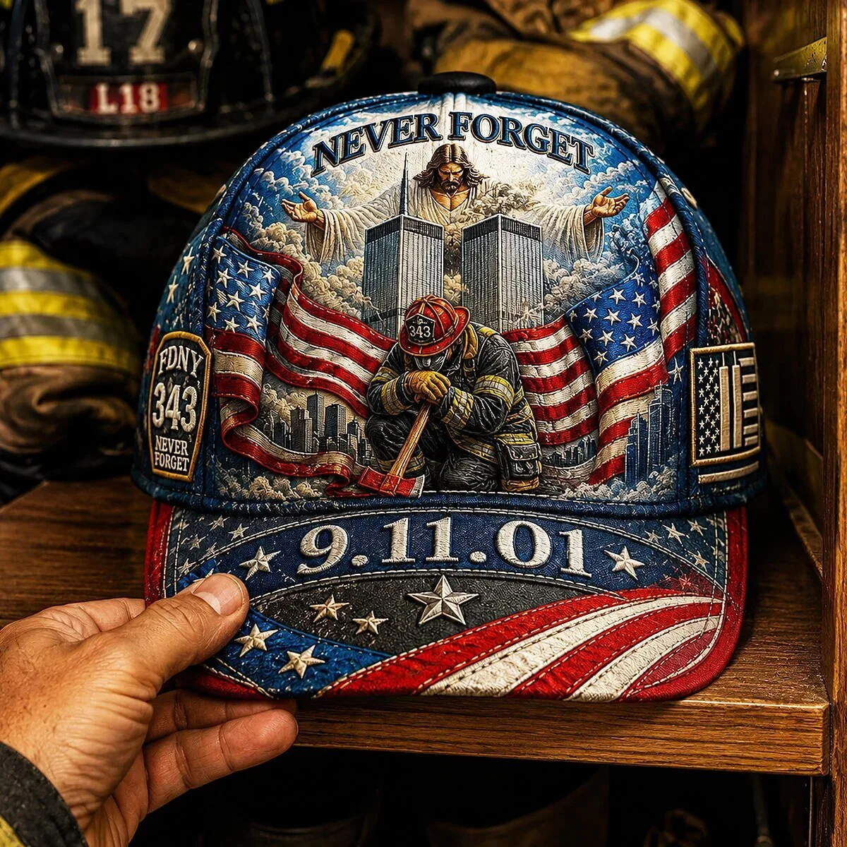 September 11th Christian Firefighter Memorial Never Forget 343 Tribute Cap Hat 7 September 11th Christian Firefighter Memorial Never Forget 343 Tribute Cap Hat