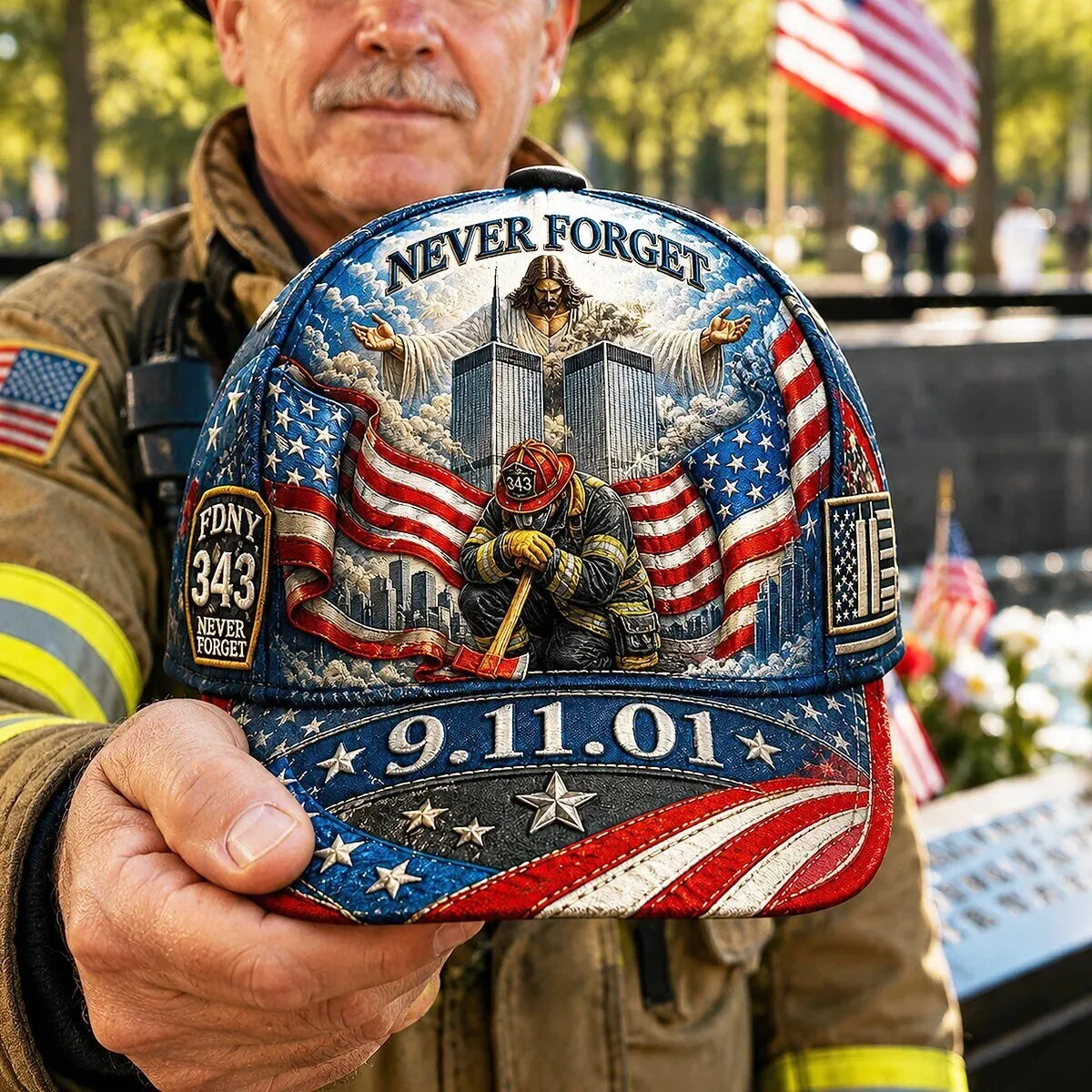 September 11th Christian Firefighter Memorial Never Forget 343 Tribute Cap Hat 10 September 11th Christian Firefighter Memorial Never Forget 343 Tribute Cap Hat