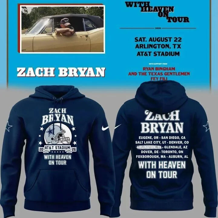 Zach Bryan With Heaven On Tour 2026 Dallas Cowboys Football Hoodie