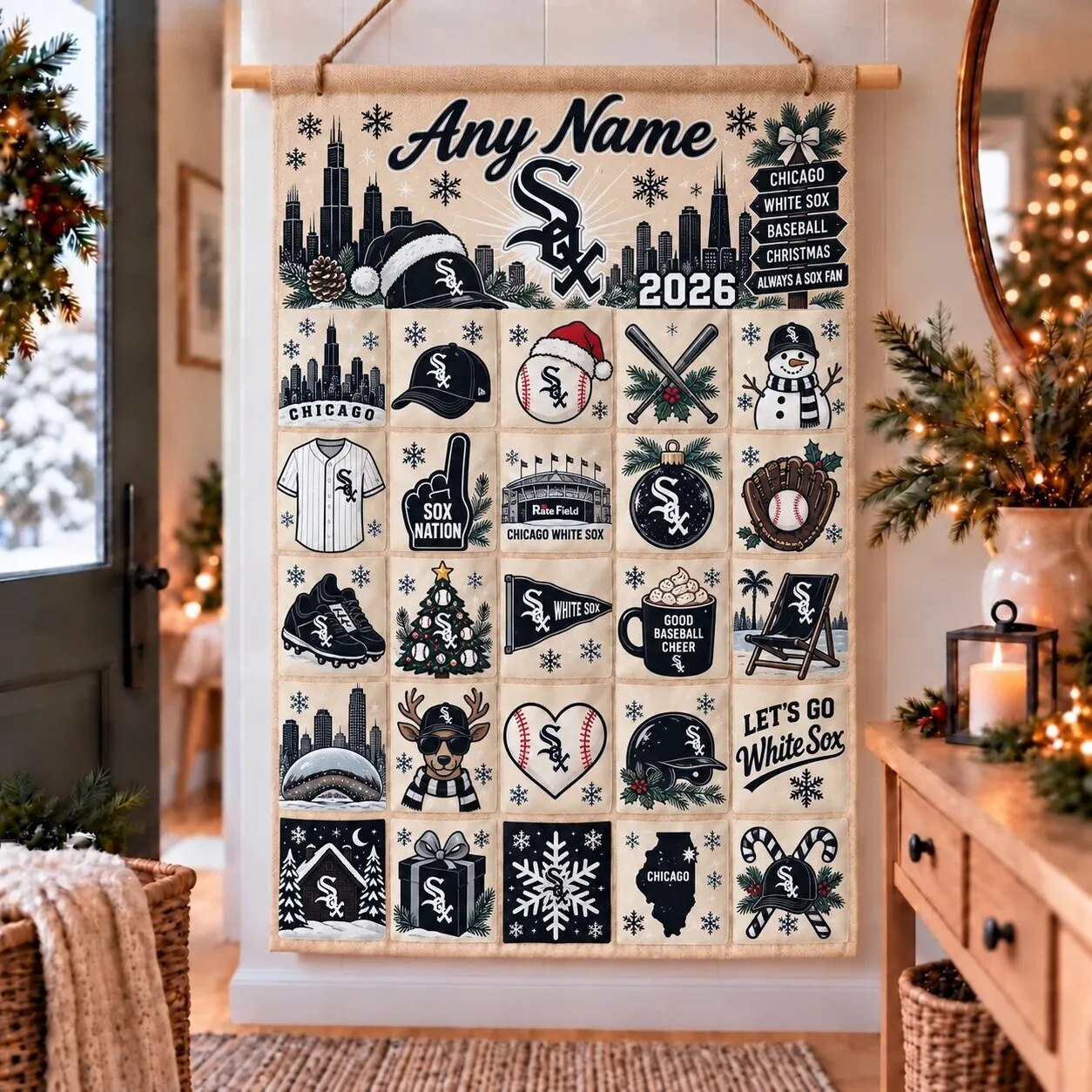Chicago White Sox Christmas Advent Calendar Wall Hanging Decor