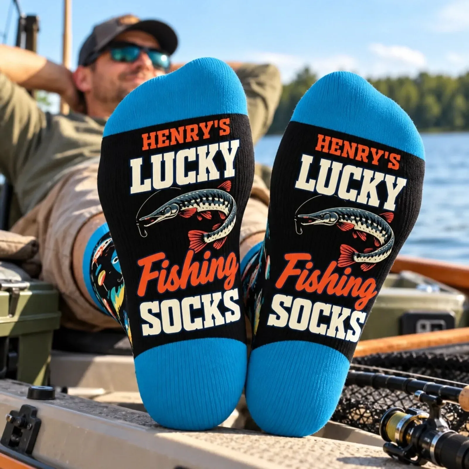 Personalized Lucky Fishing Socks for Men and Women