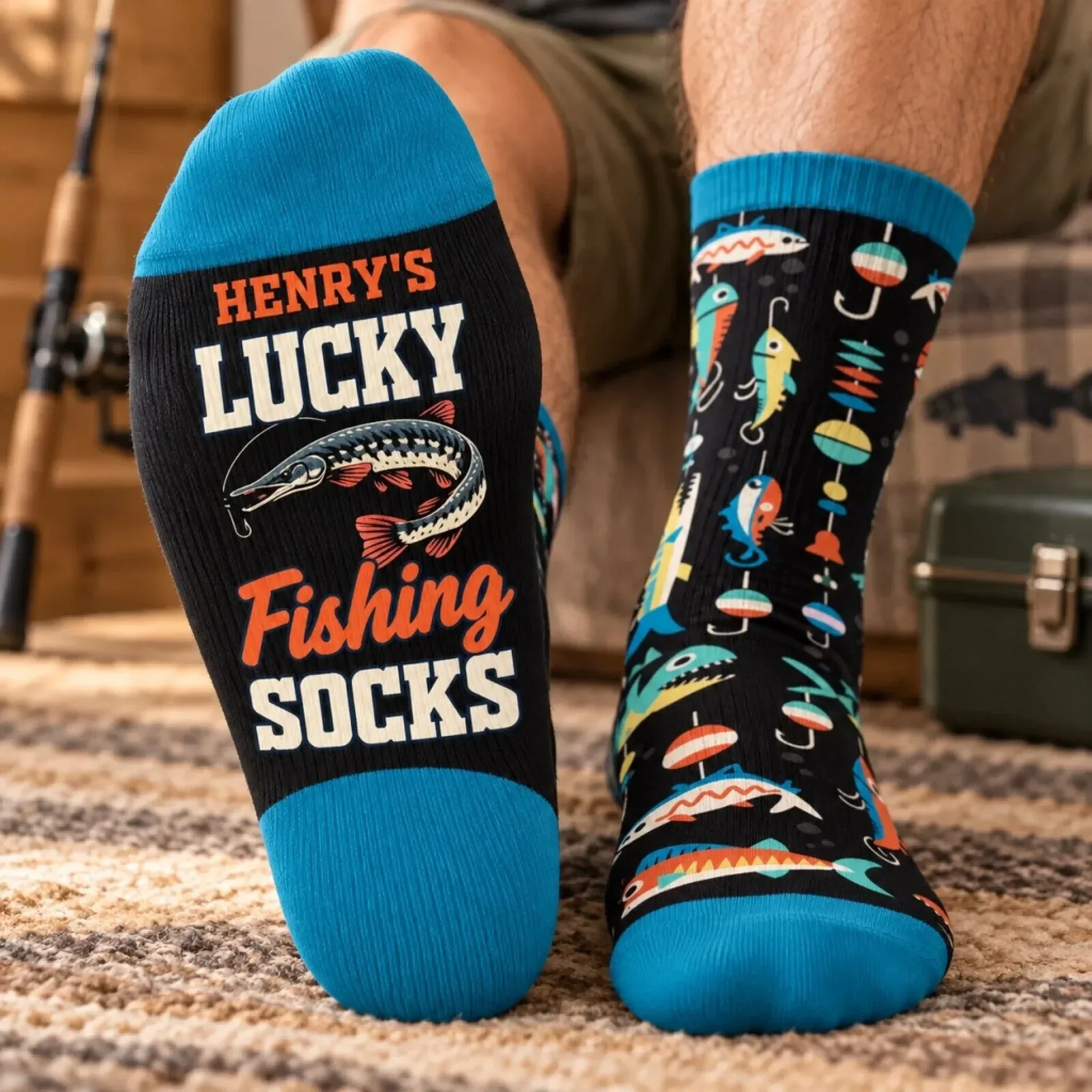 Personalized Lucky Fishing Socks for Men and Women