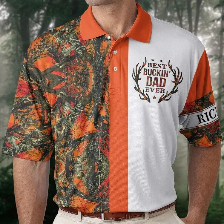 Best Buckin' Dad Ever Personalized Hunting Camouflage Polo Shirt 6 Best Buckin