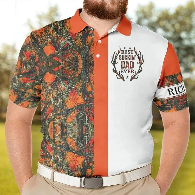 Best Buckin' Dad Ever Personalized Hunting Camouflage Polo Shirt 7 Best Buckin
