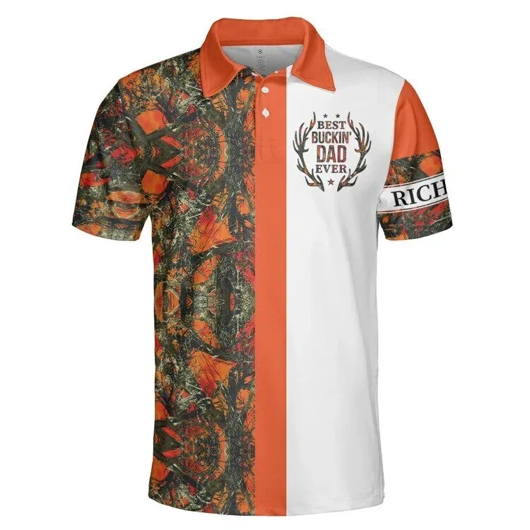 Best Buckin' Dad Ever Personalized Hunting Camouflage Polo Shirt 9 Best Buckin