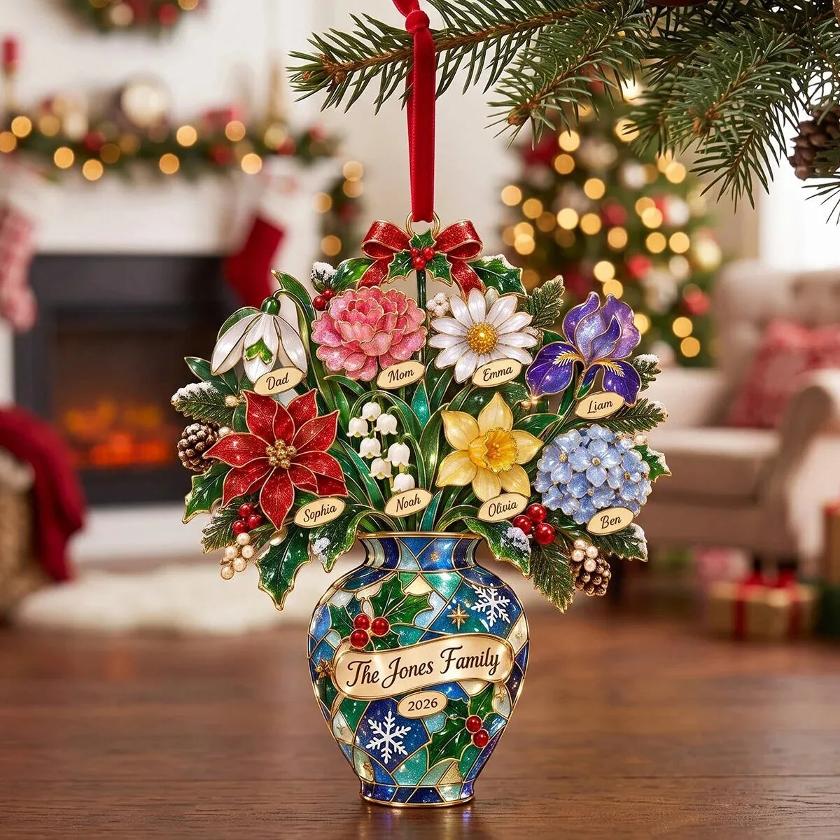 Personalized Family Birth Month Flower Christmas Ornament Gift