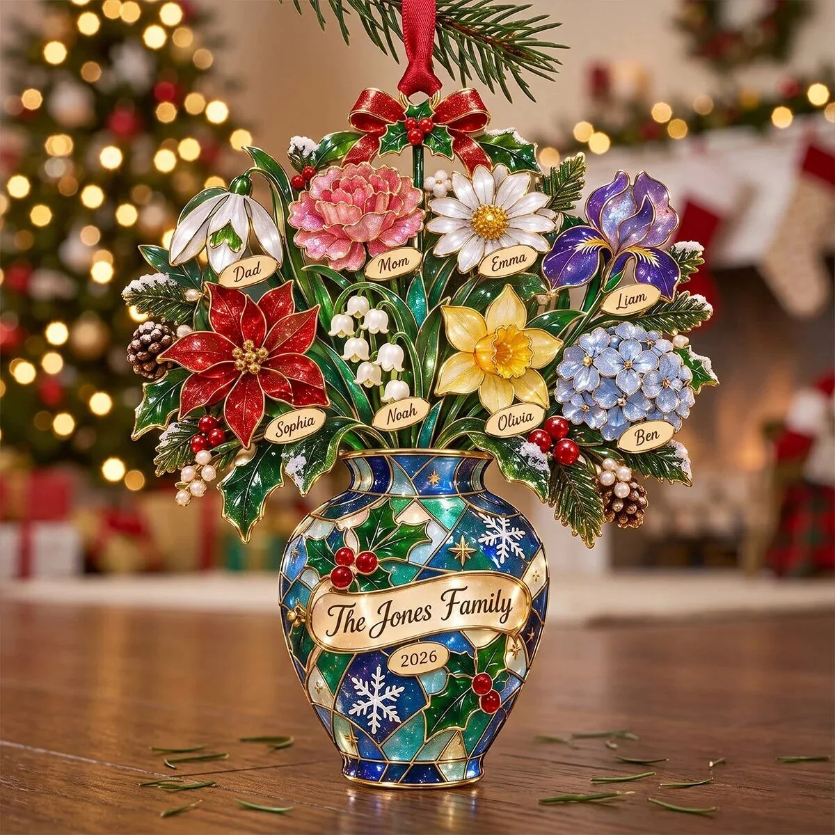 Personalized Family Birth Month Flower Christmas Ornament Gift