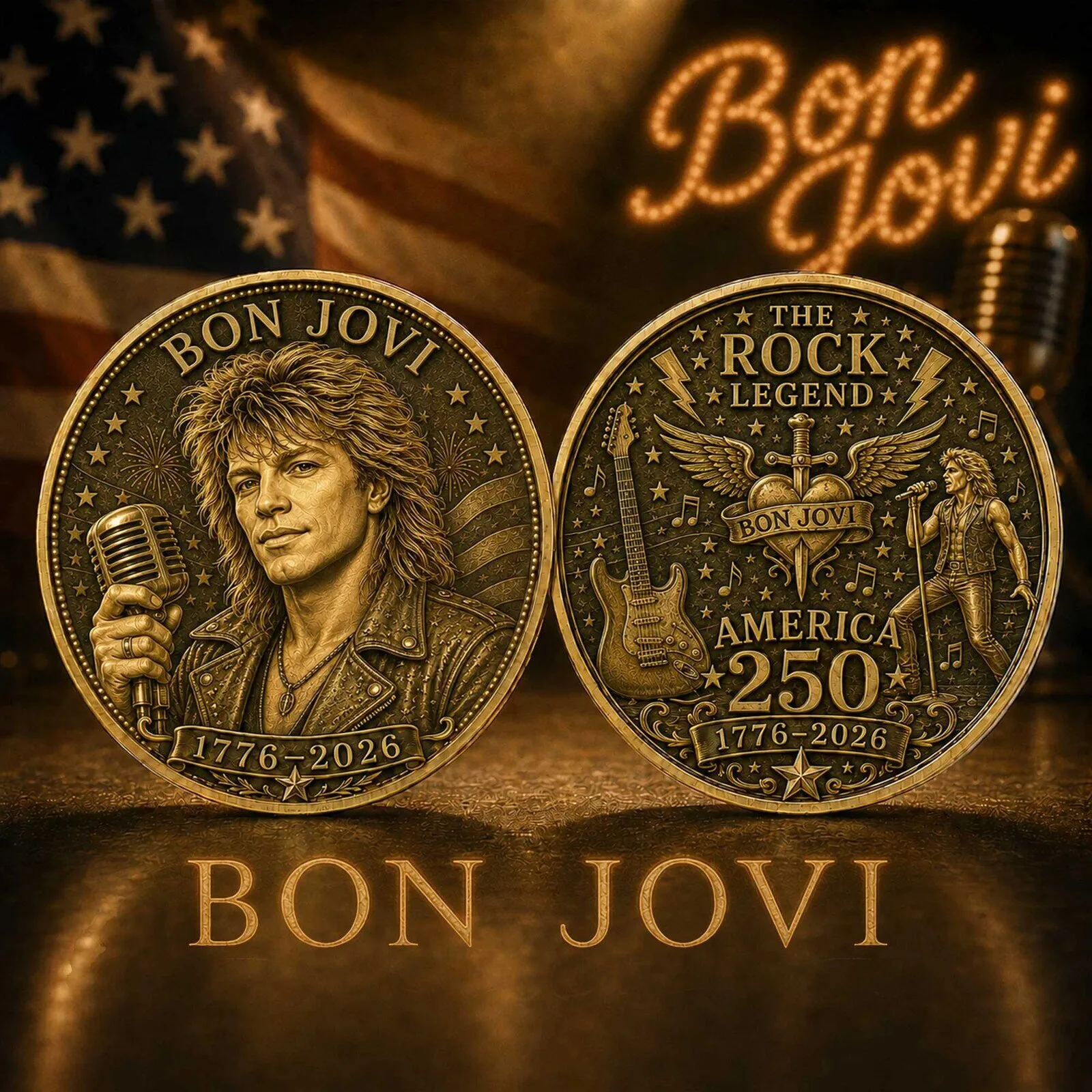 Bon Jovi The Rock Legend America 250th Anniversary Commemorative Coin 1 Bon Jovi The Rock Legend America 250th Anniversary Commemorative Coin