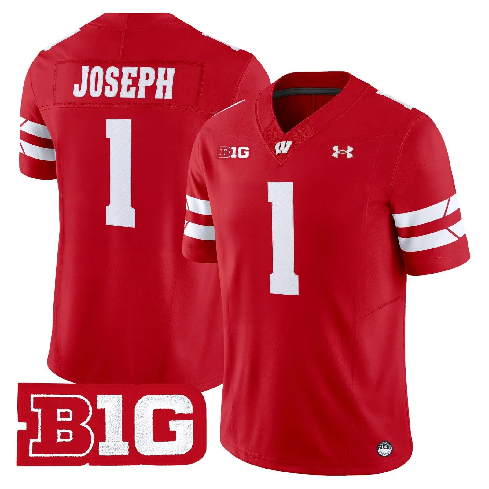 Wisconsin Badgers Football Team Joseph Number One Red Fan Jersey