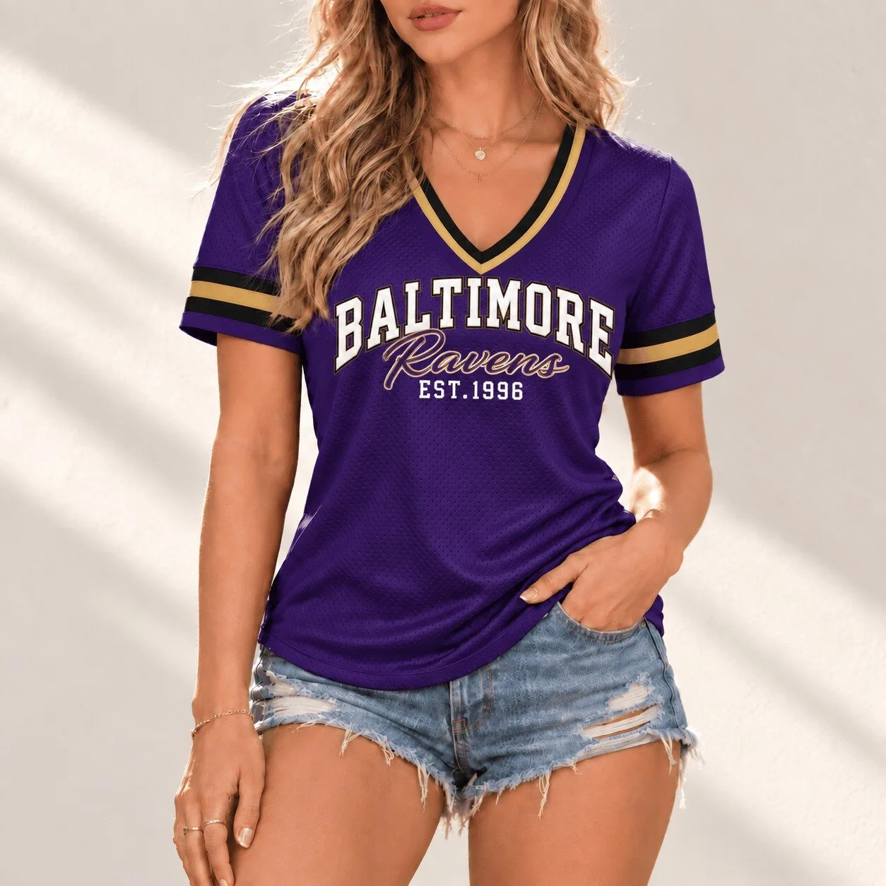 Baltimore Ravens Established 1996 National Football League V-Neck T-Shirt