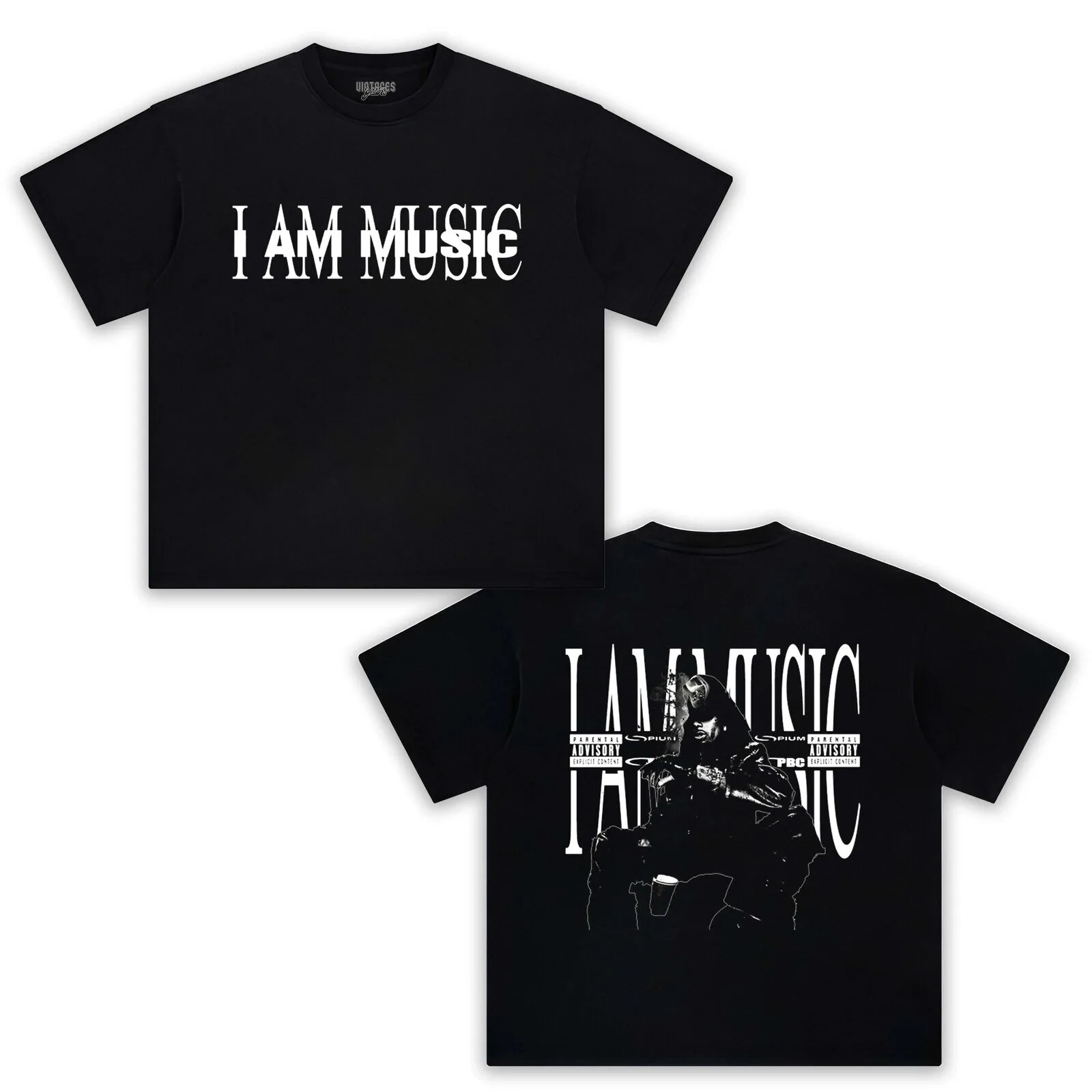 Black T-Shirt featuring Playboi Carti's I Am Music 2025 with Explicit Content