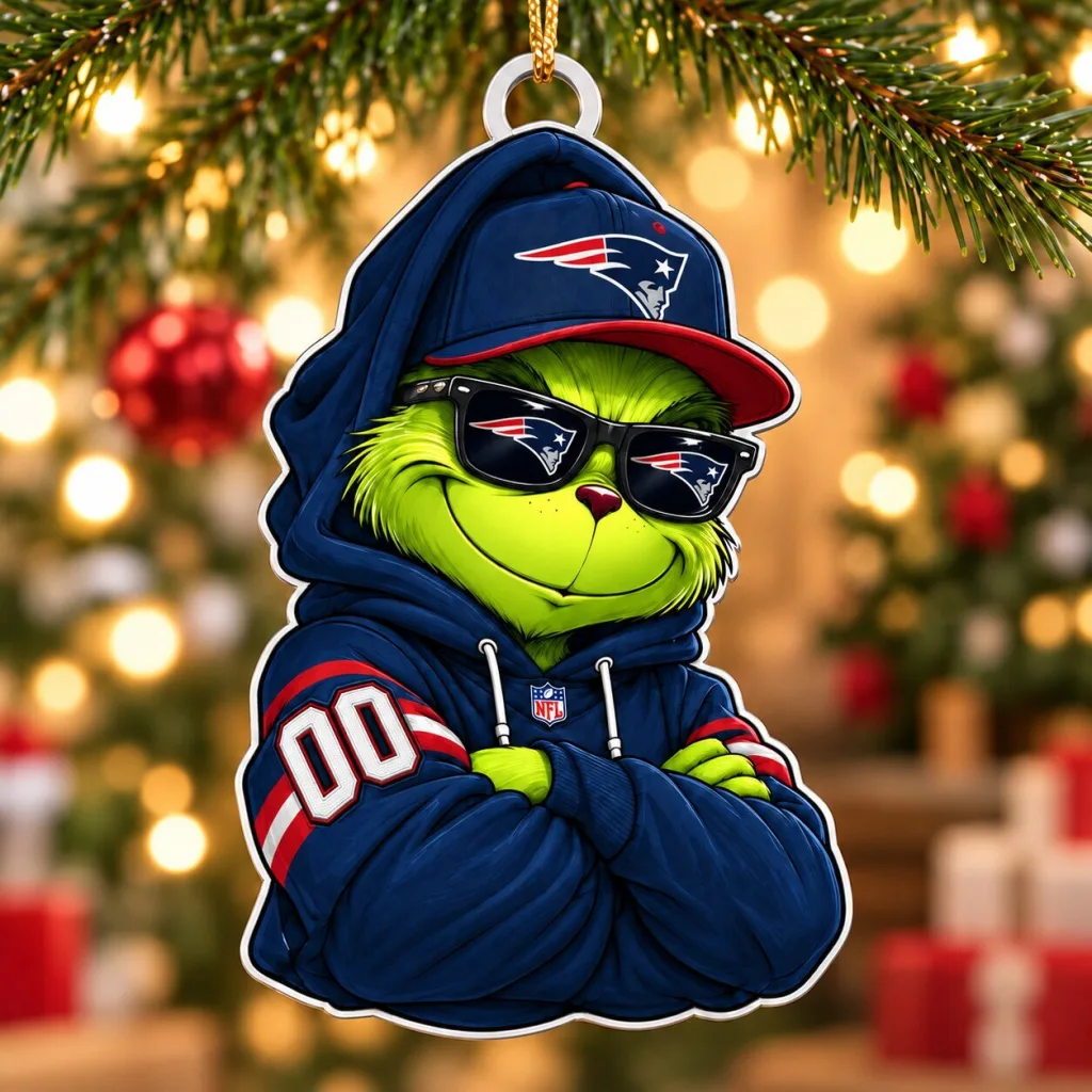 New England Patriots Grinch Christmas Tree Ornament Festive Holiday Decoration New England Patriots Grinch Christmas Tree Ornament Festive Holiday Decoration