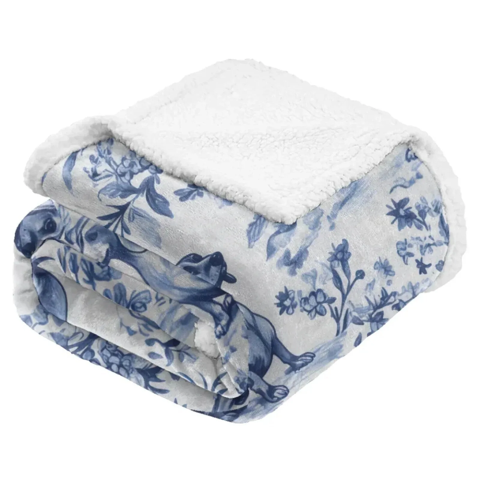 Dachshund Toile de Jouy Pattern Blue and White Throw Blanket for Dog Lovers 16 Dachshund Toile de Jouy Pattern Blue and White Throw Blanket for Dog Lovers
