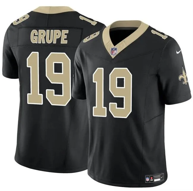 New Orleans Saints Blake Grupe Number 19 Black Football Jersey