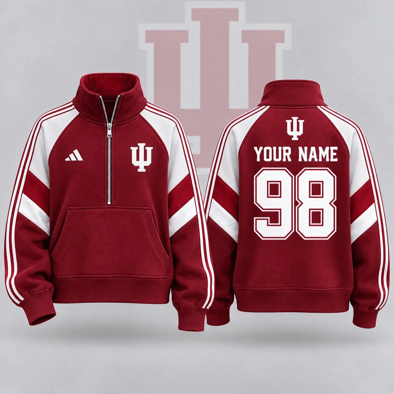 Indiana Hoosiers Personalized Quarter Zip Pullover Sweatshirt