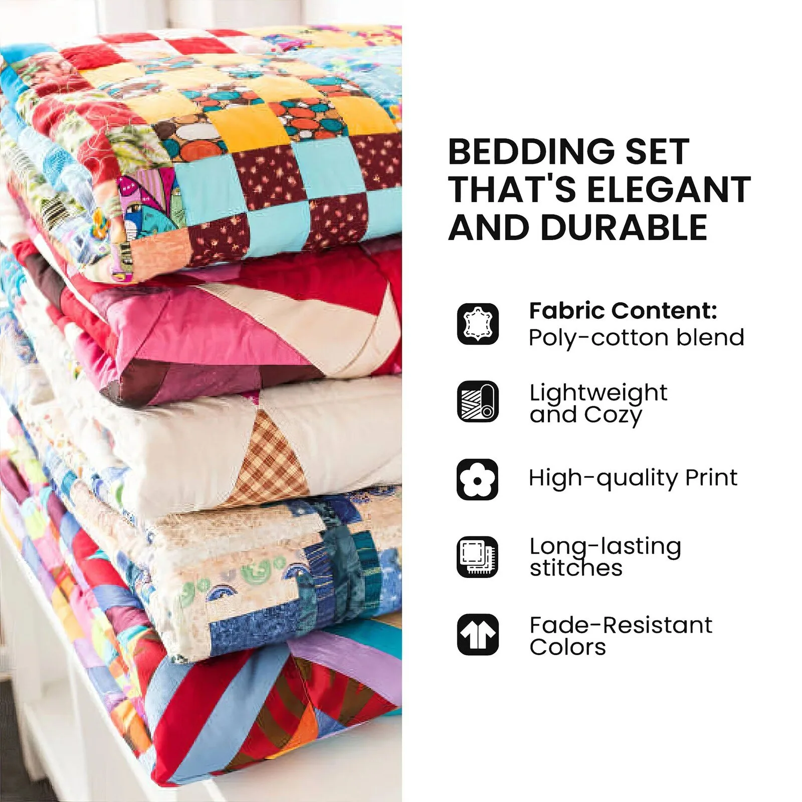 Colorful Patchwork Pet Paw Print Quilted Bedding Set with Pillow Shams 7 Colorful Patchwork Pet Paw Print Quilted Bedding Set with Pillow Shams