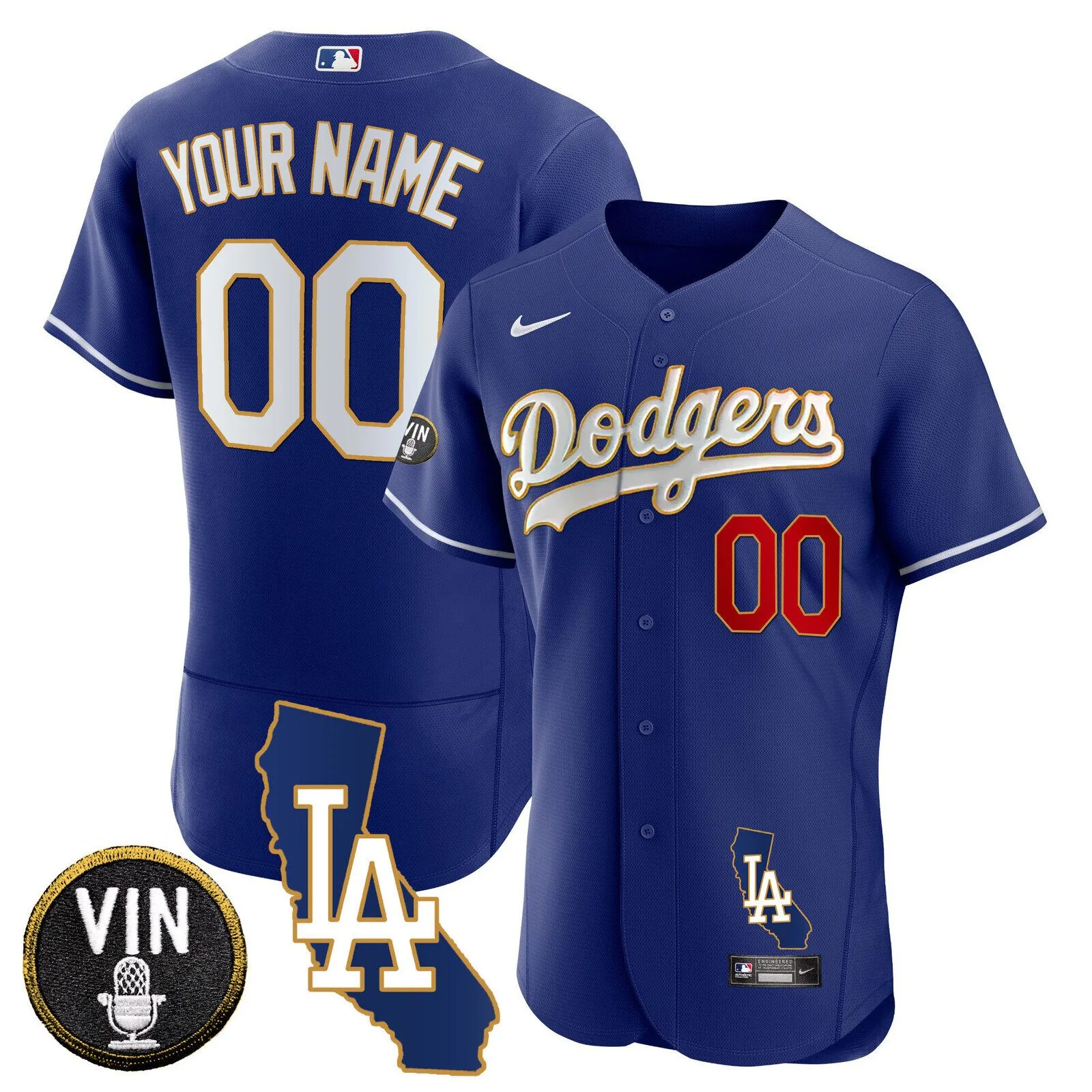 Los Angeles Dodgers Custom Baseball Jersey with California Patch