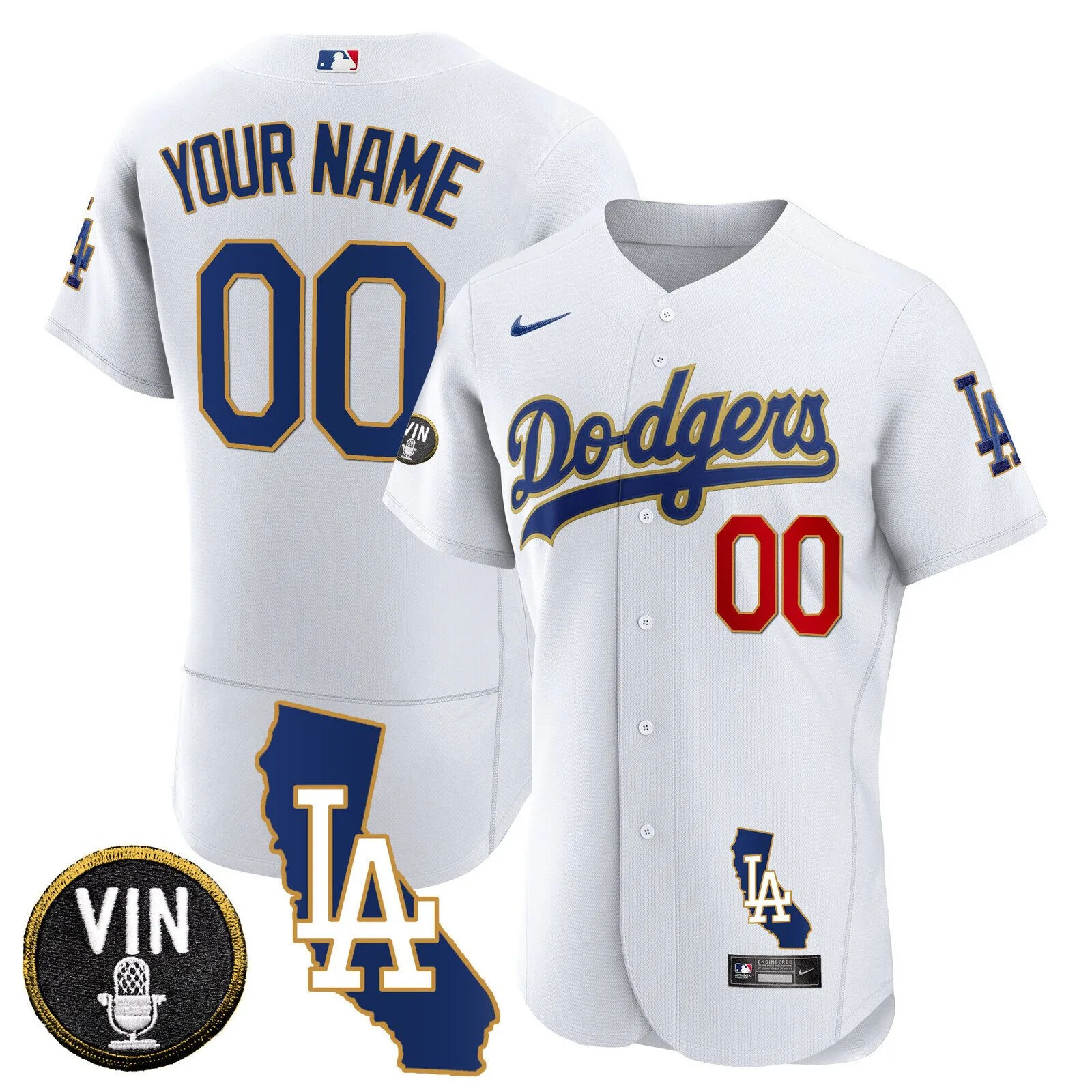 Los Angeles Dodgers Custom Baseball Jersey with California Patch