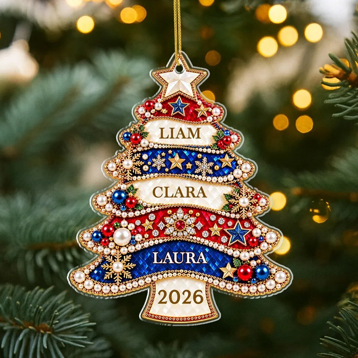 Personalized Family Names Christmas Tree Acrylic Ornament