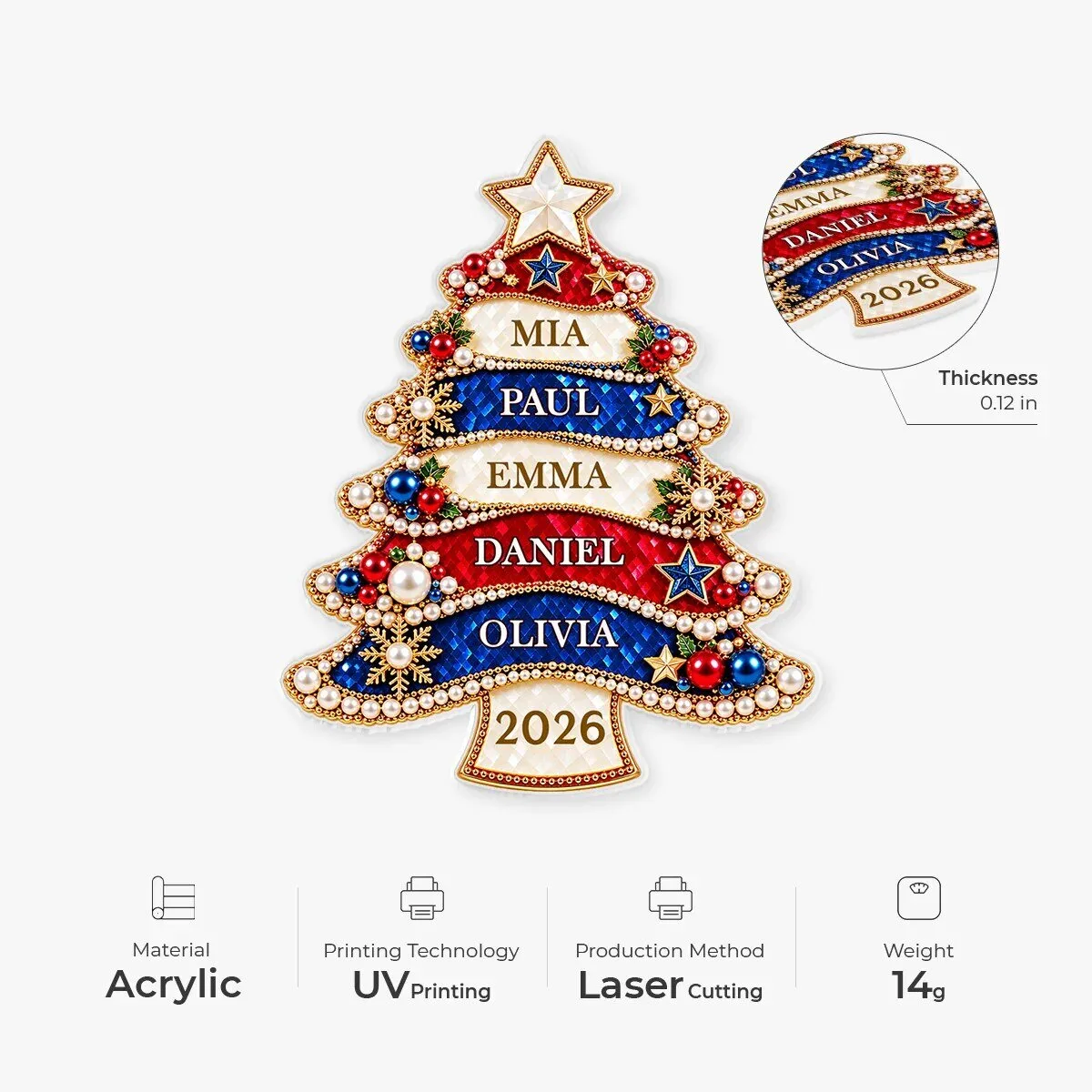Personalized Family Names Christmas Tree Acrylic Ornament 8 Personalized Family Names Christmas Tree Acrylic Ornament