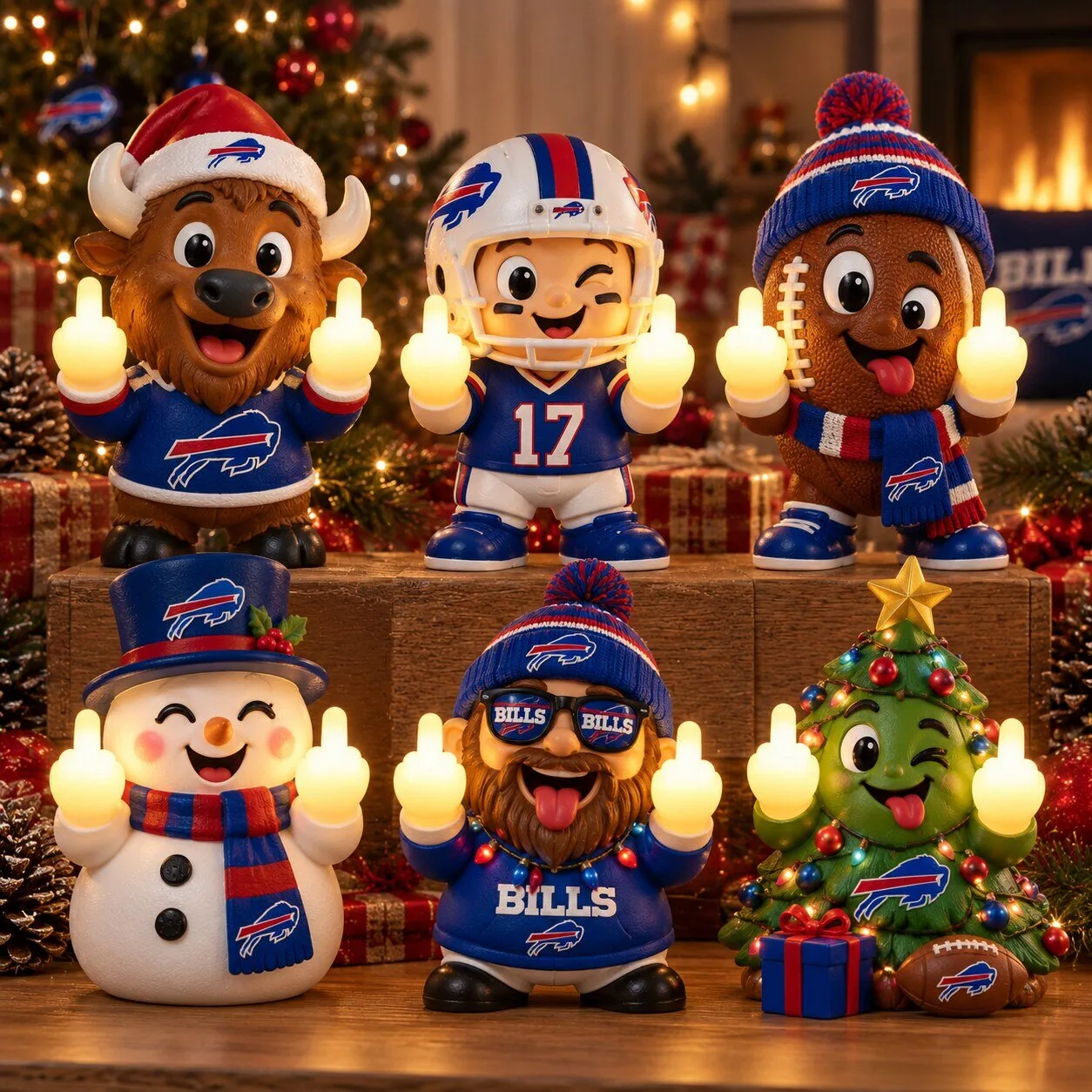 Buffalo Bills Christmas Middle Finger Character Light Up Figurine